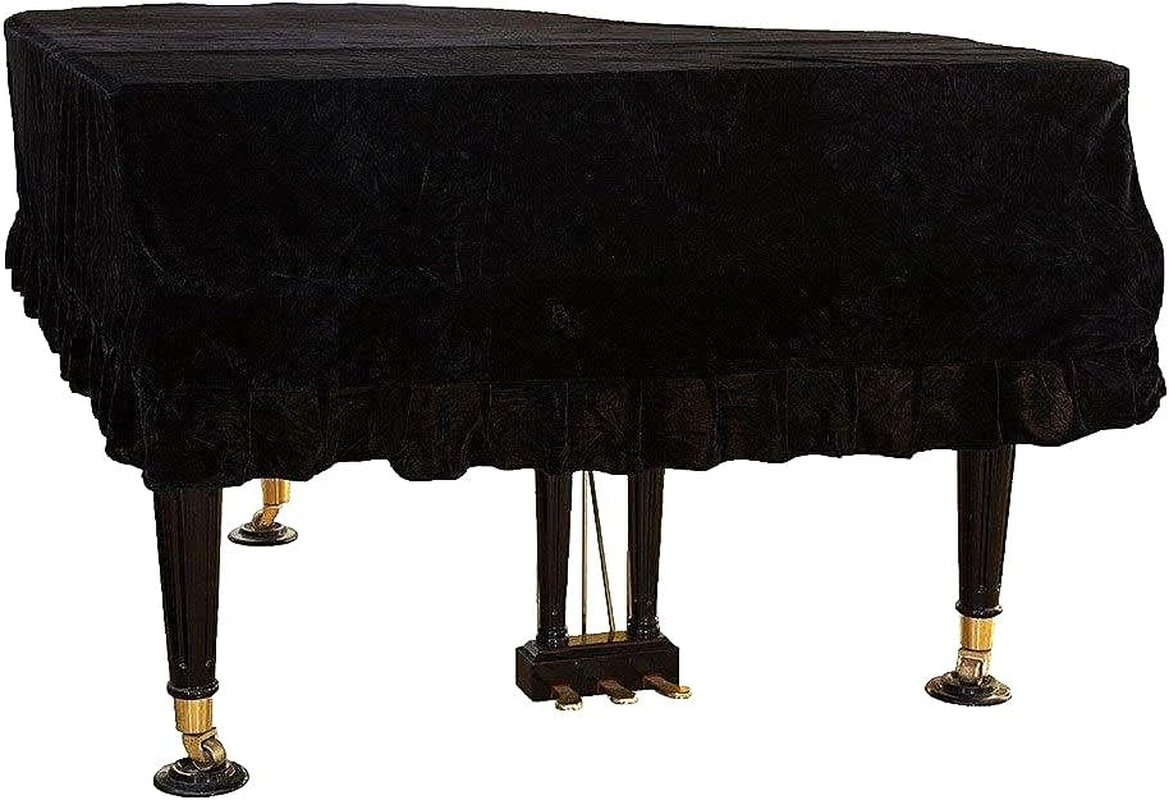 J&C Grand Piano Cover 220G Thicker Pleuche Cloth Solf Velvet Cover 5Ft 5.5Ft 5&rsquo;8Ft 6Ft 6.8Ft 7.5Ft 8 Ft Dust-Proof Anti-Static Universal Covers Black (190-200Cm)