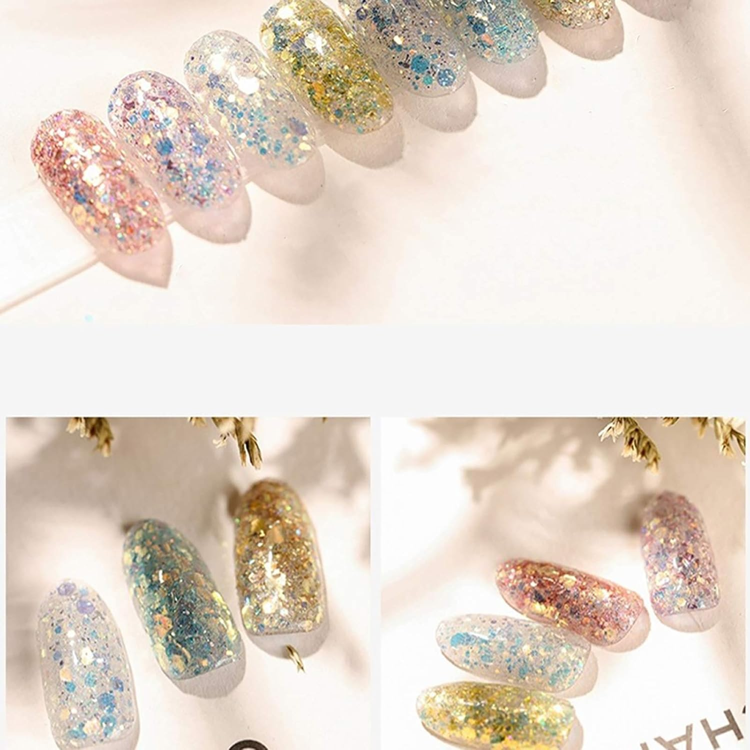1 Set Makeup Sequins Eye Makeup Sequins Nail Sequins Bright Gradient Nail Glitter image number 3