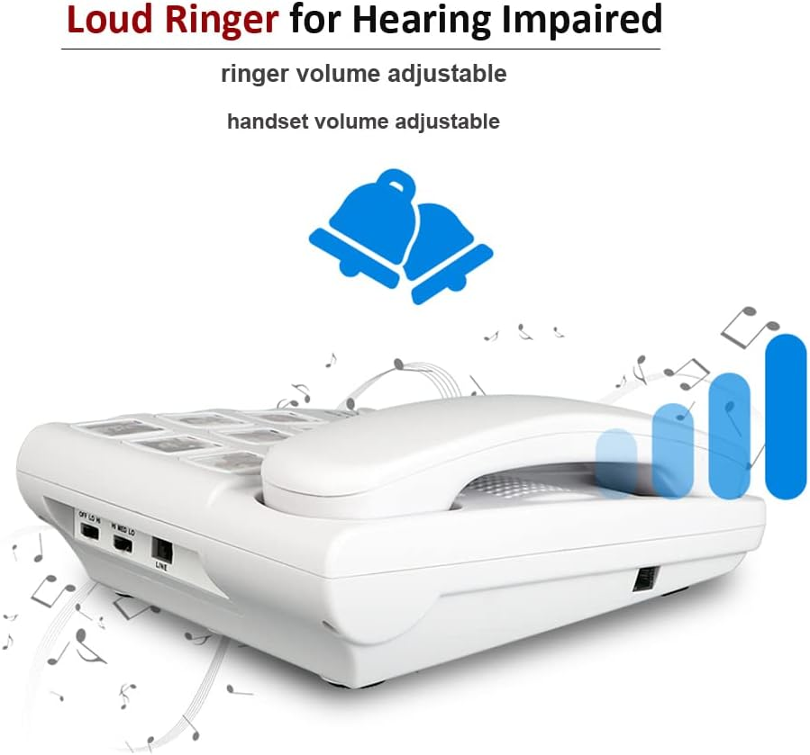 Telpal Big Button Corded Telephone with Speaker for Seniors Elderly, Amplified One Button Touch Picture Landline Phone for Old People, SOS Desk Telephones with Easy to Read Digit Numbers image number 1