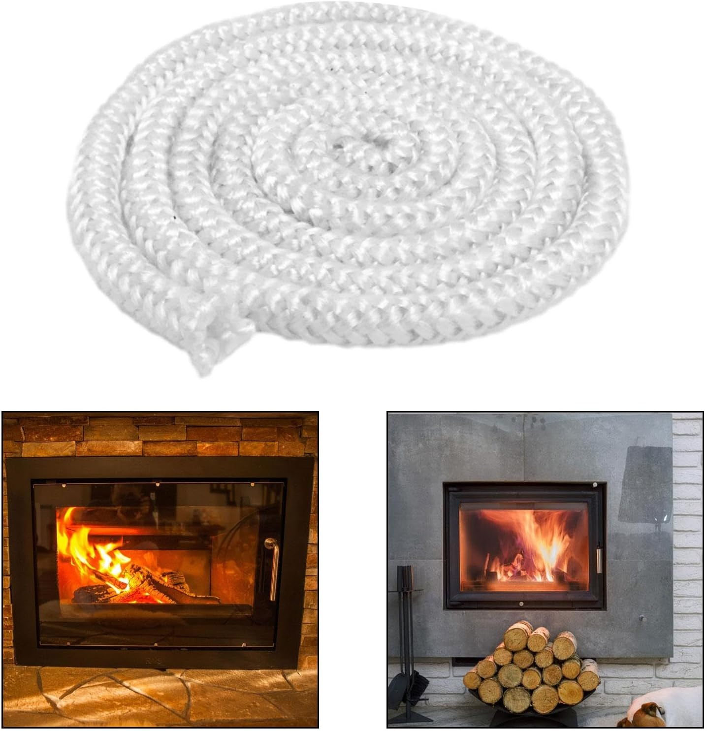 Qianly Fireplace Seal Rope Cord Fireplaces Fibreglass Rope Replacement Door Gasket 1Pcs, 14Mmx3M image number 2
