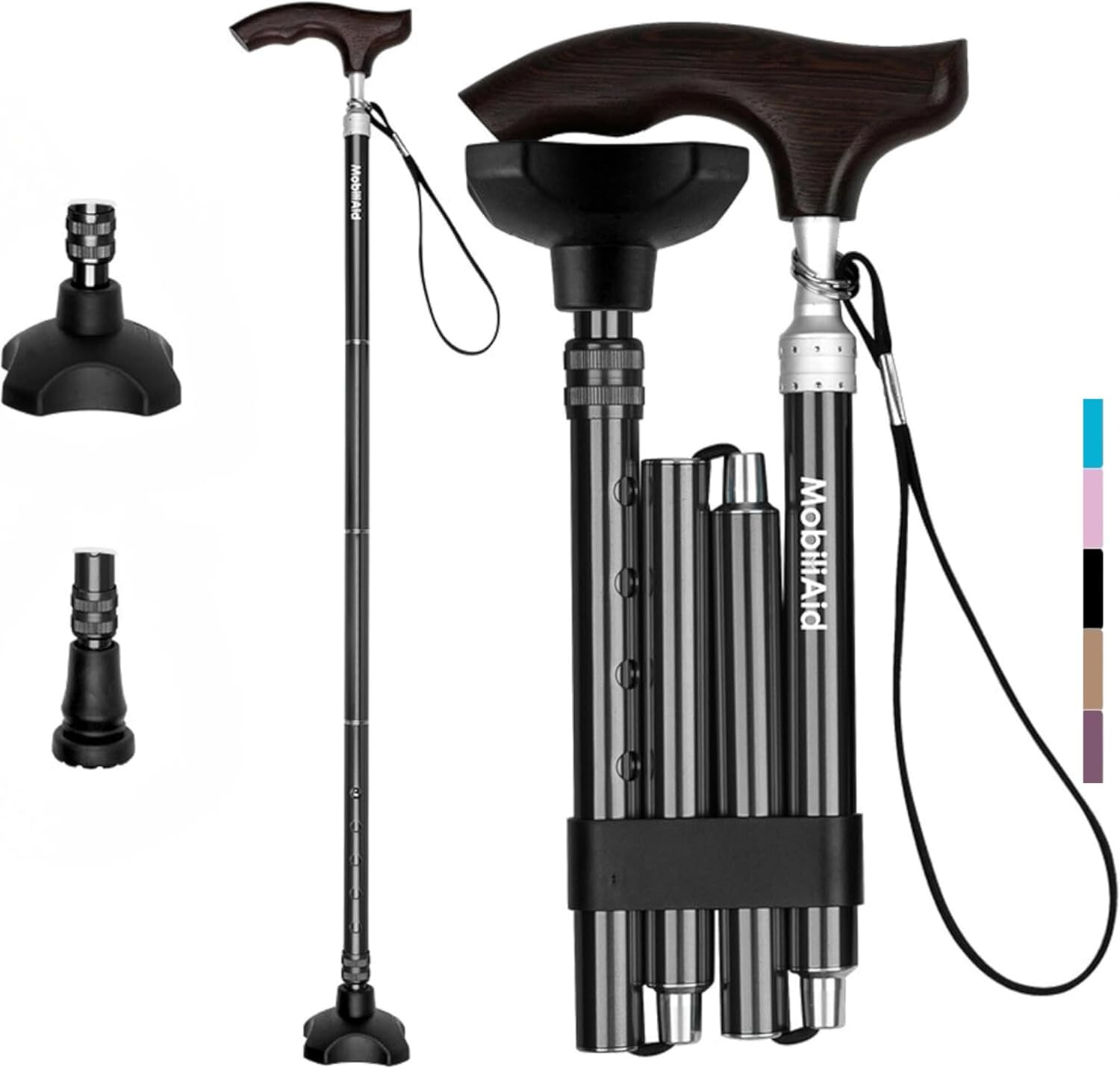 Luxury Walking Stick - Elegant Wooden Handle Cane for Seniors - Foldable/Folding Walking Stick - Stylish Design, Durable, Portable - Premium Walking Sticks for Stability and Comfort