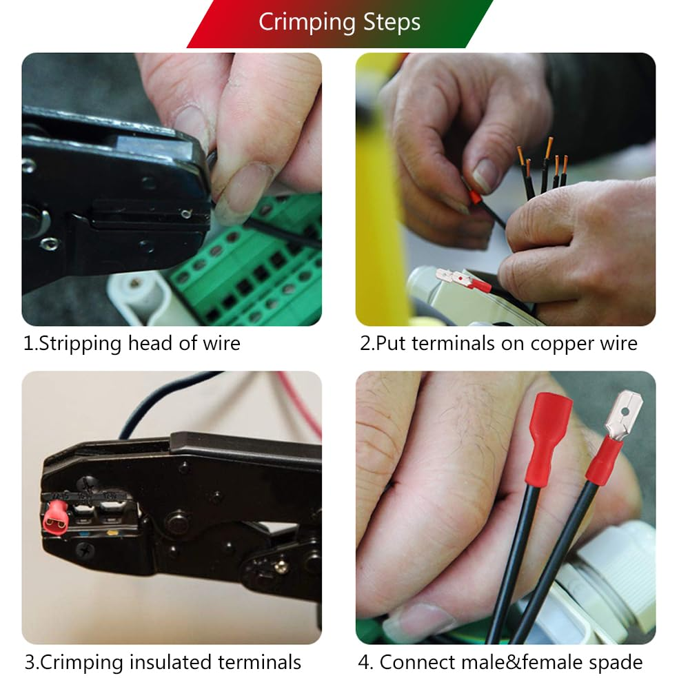 RINGSUN 150Pcs Electrical Connectors, Insulated Spade Crimp Connectors, Assorted Lug Kit, Solderless Butt Electrical Wire Connectors, Terminals AWG 22-16 16-14 12-10 image number 4