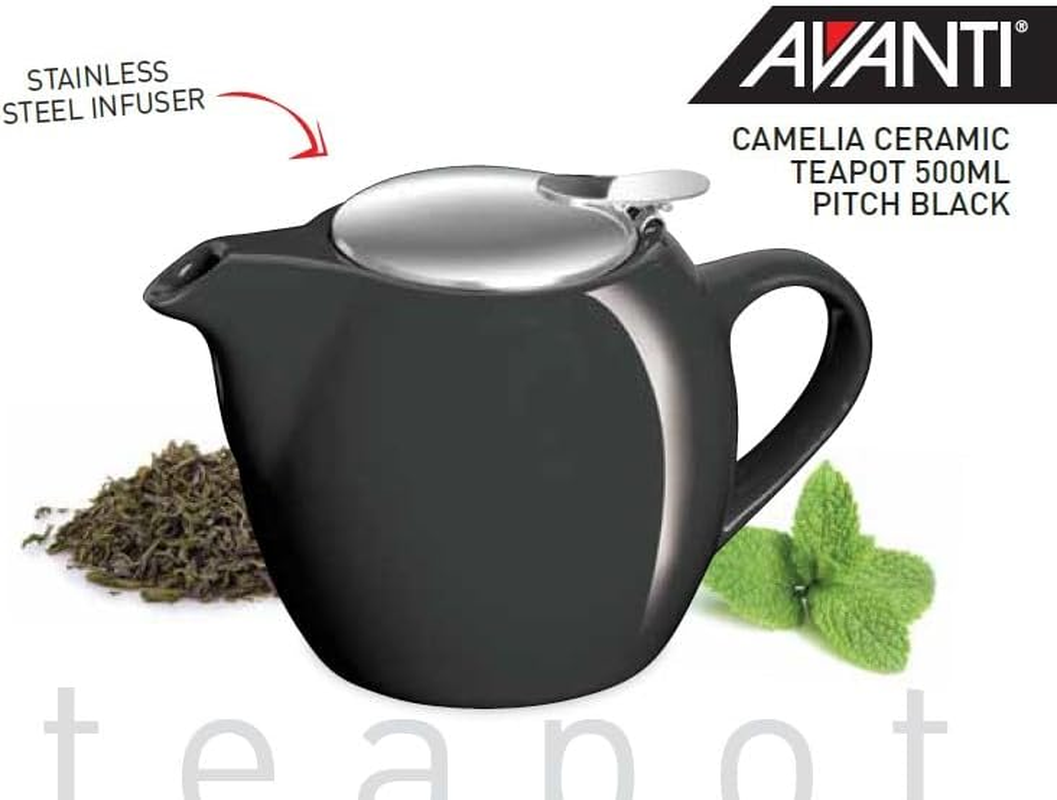 Avanti Camelia Ceramic Teapot, 500Ml, Pitch Black - Fire Engine Red image number 7
