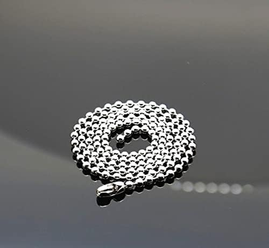 KONMAY 30Pcs 2.4Mm Size #3 304L Grade Stainless Steel Military Dog Tag Bead Ball Chain Necklace with Connectors image number 5