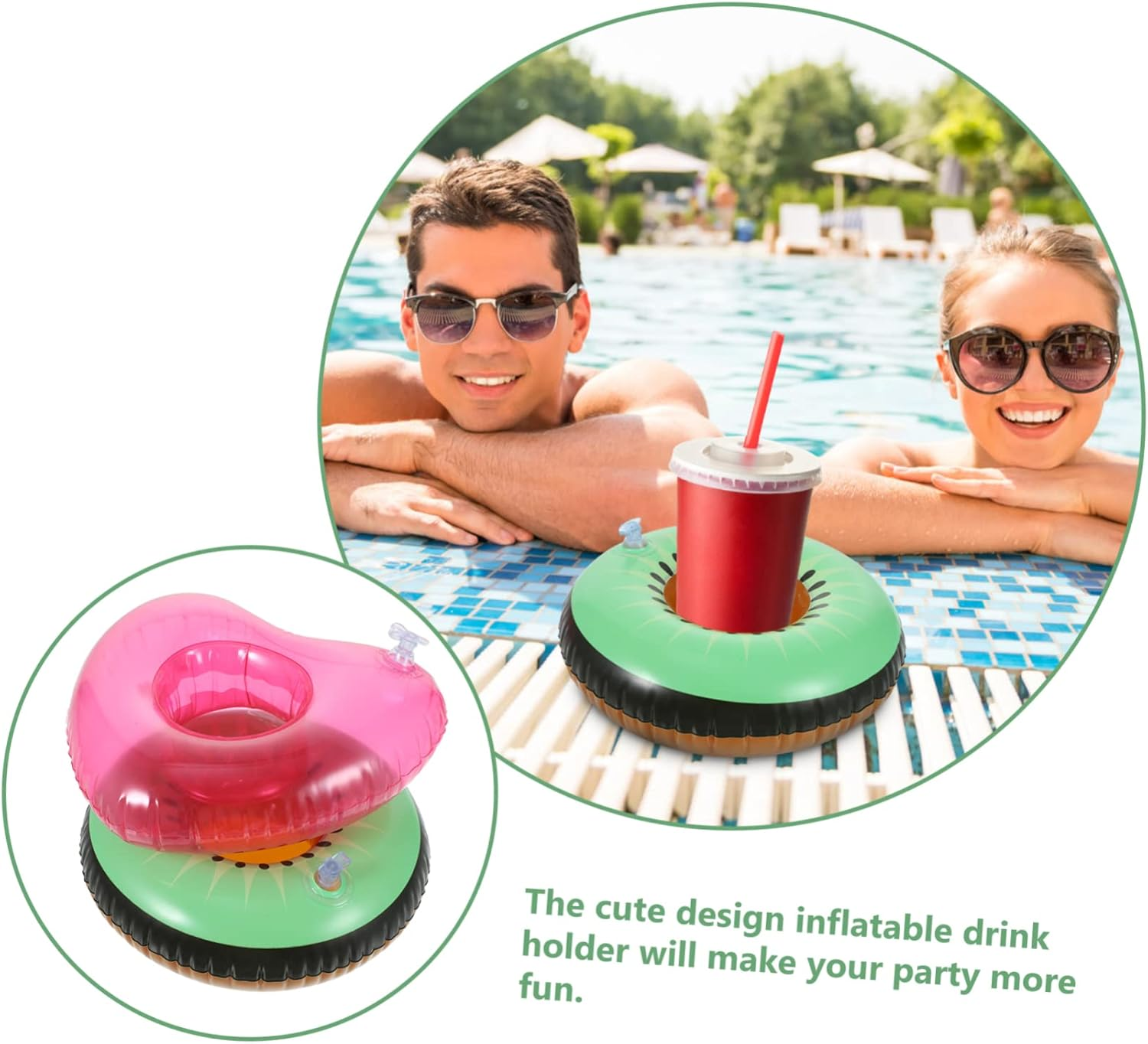 4Pcs Inflatable Drink Holder Pool Drink Float Floating Water Cup Holders for Swimming Pool Party image number 6