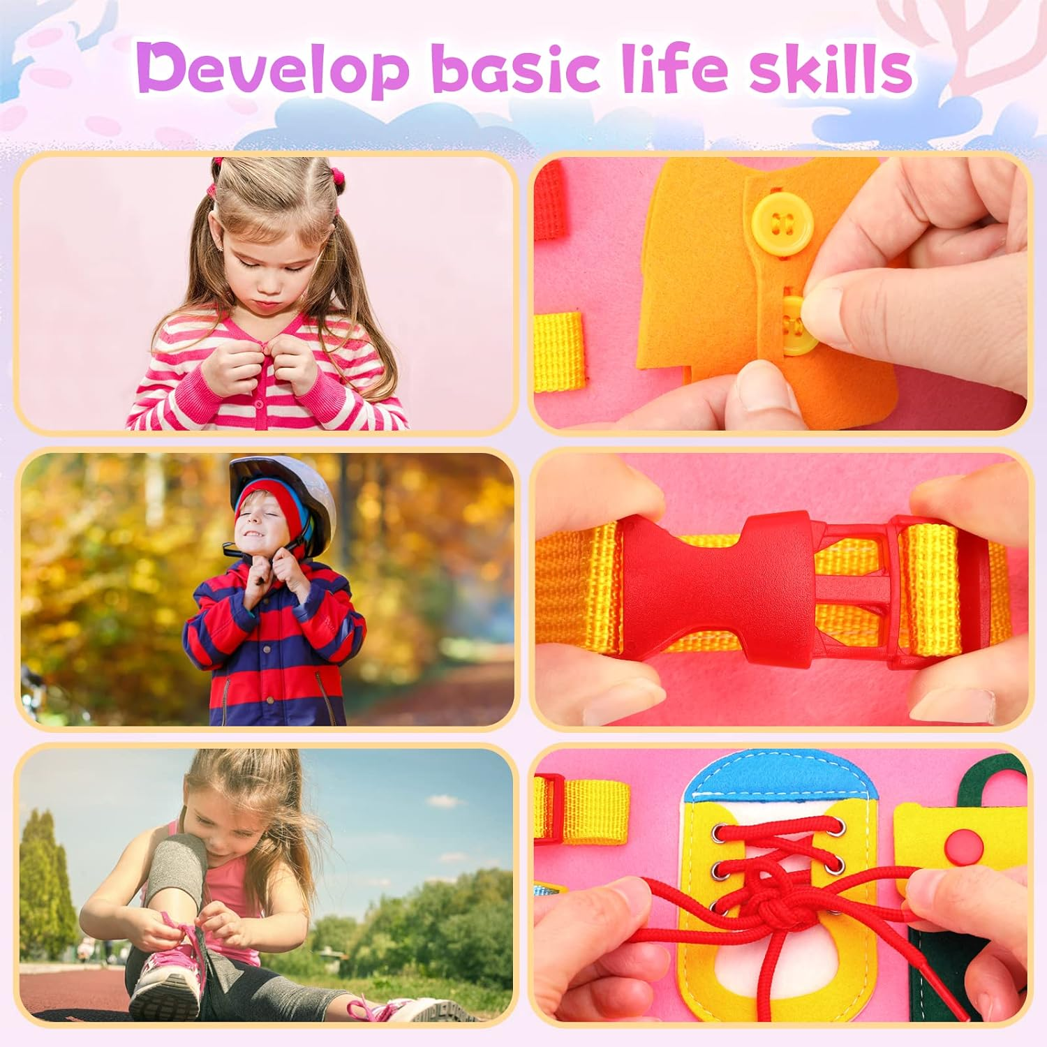 Montessori Sensory Toys for 1-2-3 Year Old Toddler- Kids Busy Board for 12-36 Month Baby Boys Girls 1-3 Baby Activity Games Learning Motor Skill Toys for 1-4 Year Olds Gifts for 1-4 Toddlers image number 4