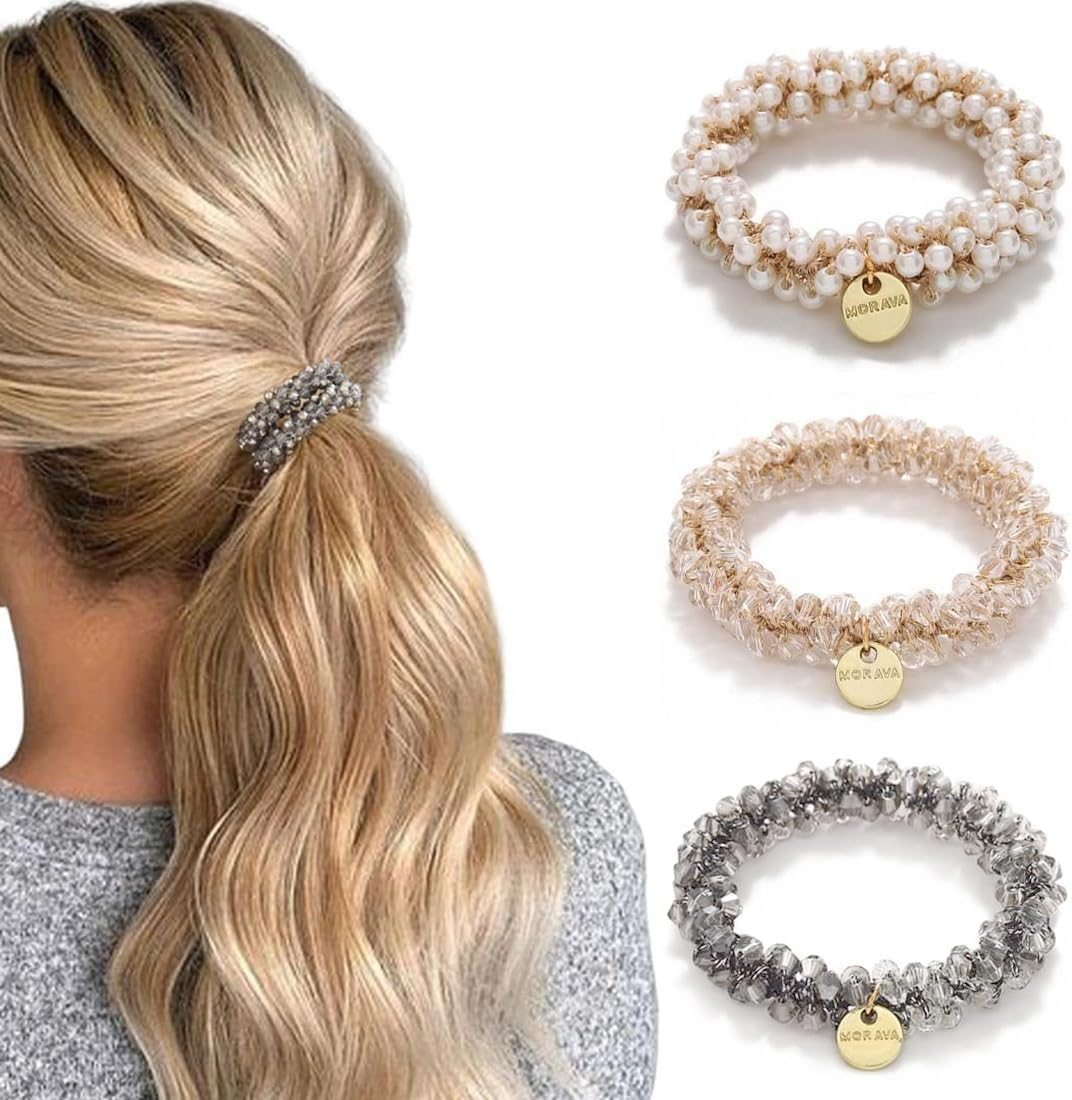 JEYORZY Pack of 3 Hair Bobbles, Elastic Ponytail Holder, Stylish Ponytail Holder for Women and Girls, Stylish Braided Hair Scrunchie image number 3