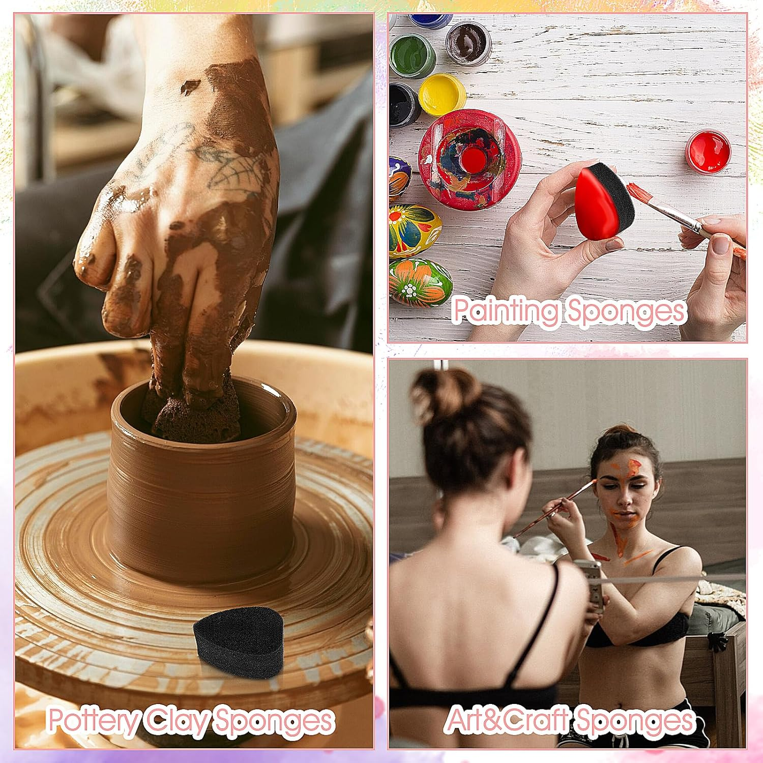 20 Pcs Face Paint Sponge High Density Face Painting Supplies Petal Face Painting Sponge Droplets Makeup Paint Sponge for Adults Art Work and Body Painting Tear Drop Halloween Christmas image number 6