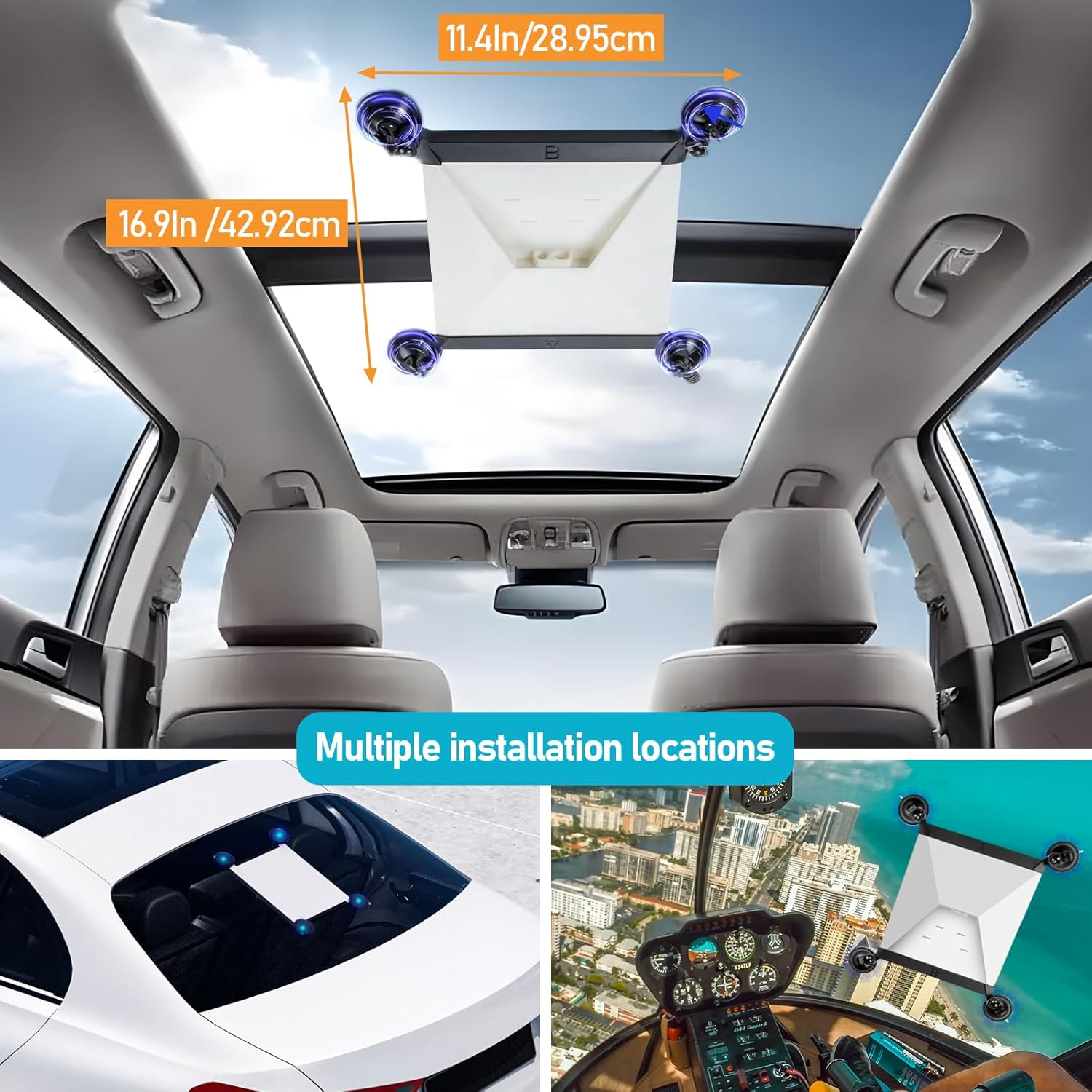 Daboot Starlink Mini Mount - Suction Cup Car Mount for Star Link Mini Accessories Mounting Kit for Vehicle Windows and Sunroofs Starlink Roof Holder for Car, RV, Boat, Truck Glass (White) image number 3