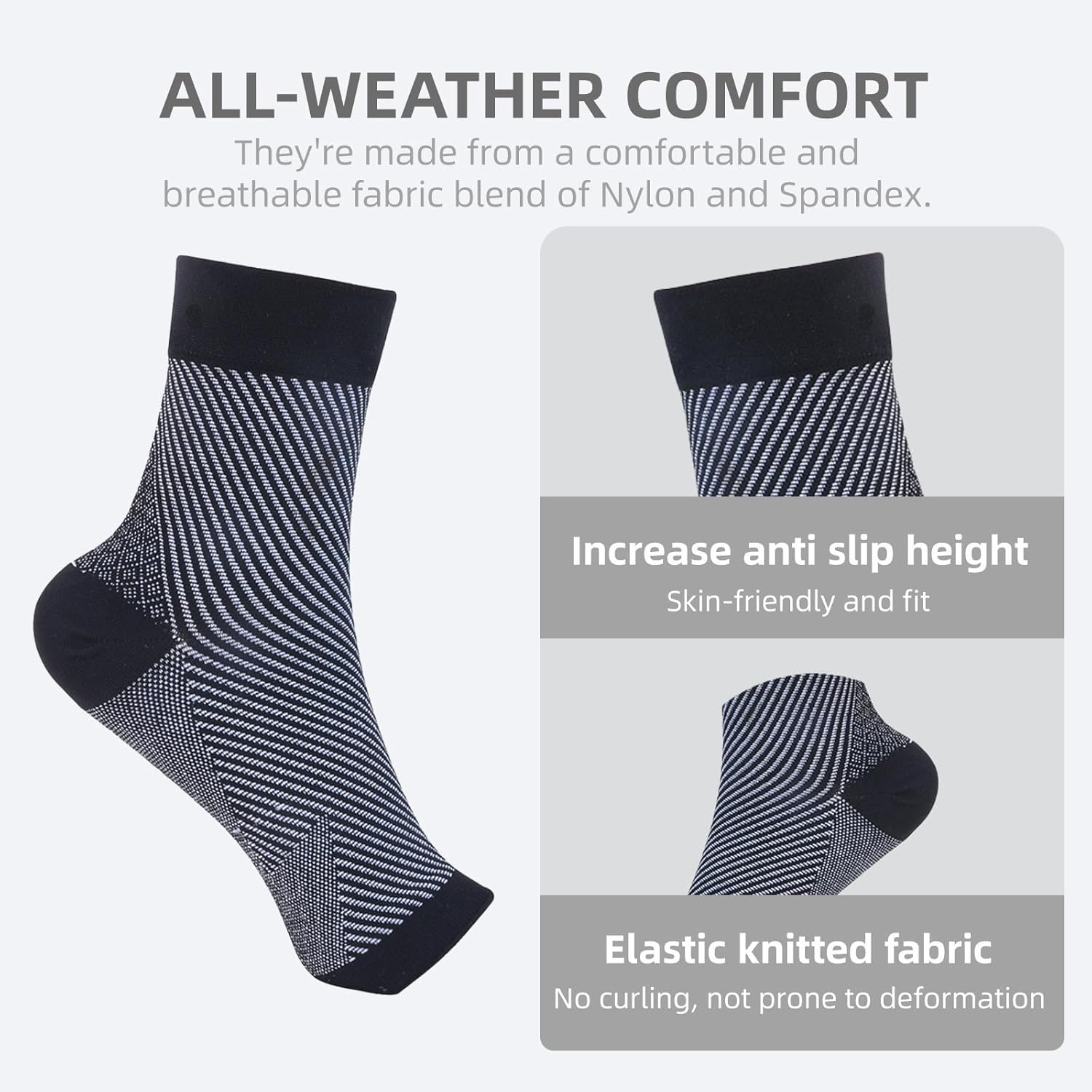 Compression Socks for Plantar Fasciitis, Achilles Tendonitis Relief - Ankle Support Brace Sleeve for Heel Spurs, Foot Swelling & Fatigue, Open Toe Compression Socks Women & Men (1 Pair) image number 4
