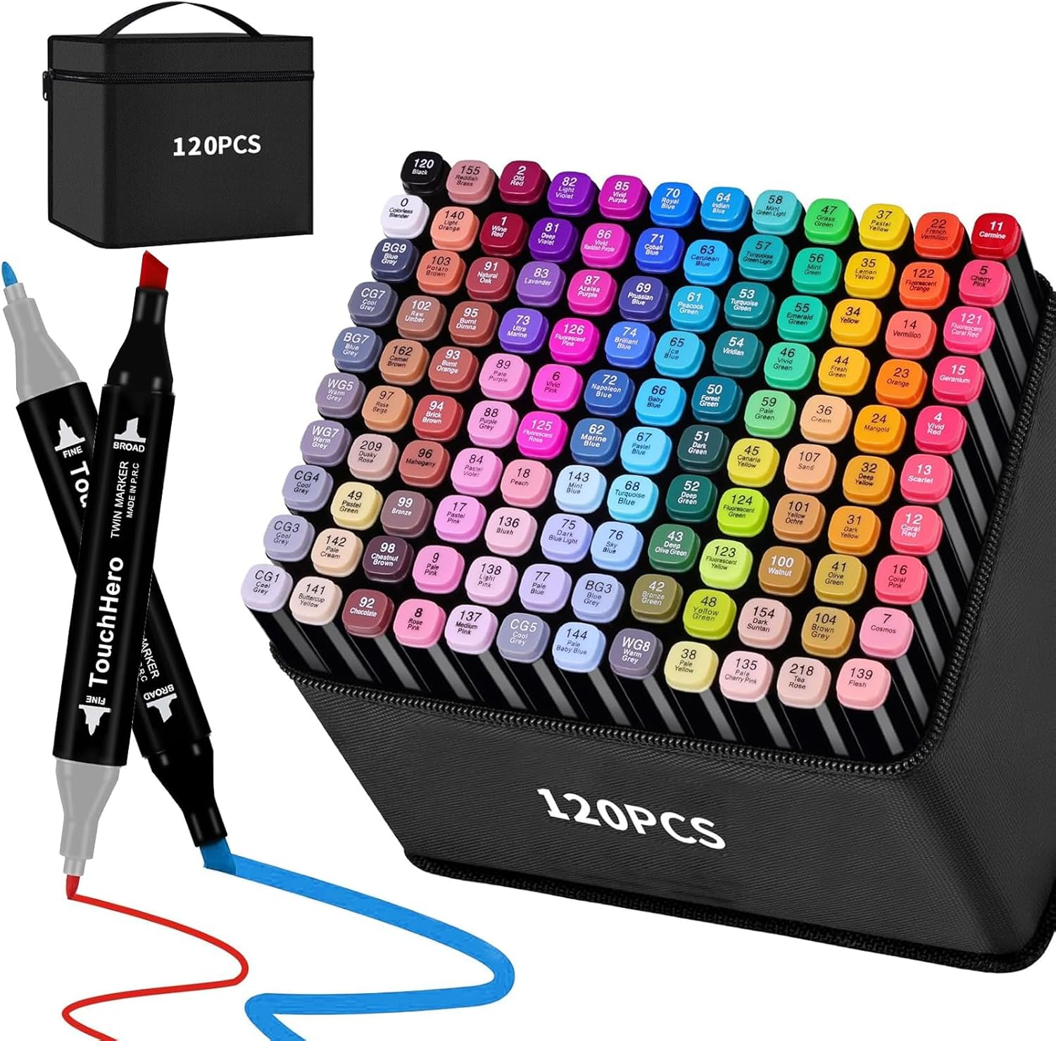 NULOUMA Alcohol Markers, 120 Colors Dual Tip Colouring Markers for Coloring Sketching Anime Illustrations Children'S Drawing Students' Art Classes Architecture Landscape Clothing Design Etc. image number 2