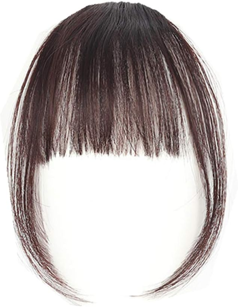 Natural Synthetic Hair Extension with Bangs and Mini Fashion Bangs with Clip (Dark Brown) - Dark Brown image number 3