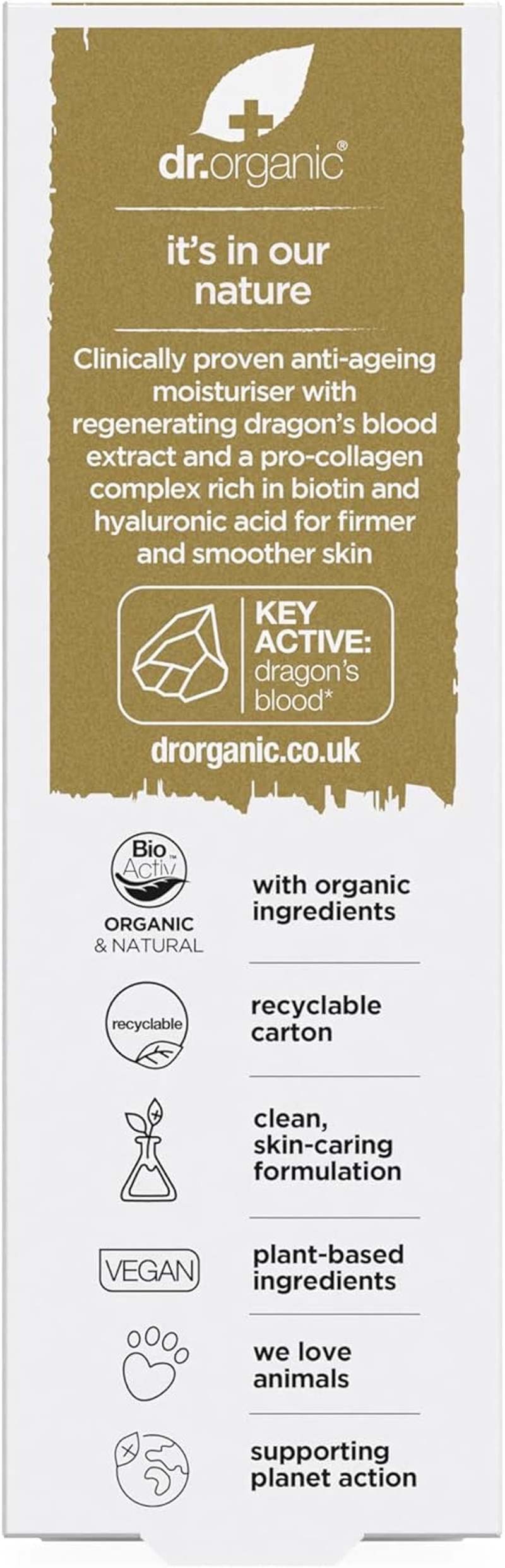 Dr Organic Pro Collagen plus Dragons Blood, Hyaluronic Acid, Biotin, Healthy-Aging, Wrinkles, Dry & Sensitive Skin, Natural, Vegan, Cruelty-Free, Paraben & Sls-Free, Organic, 50Ml, Packaging May Vary image number 4