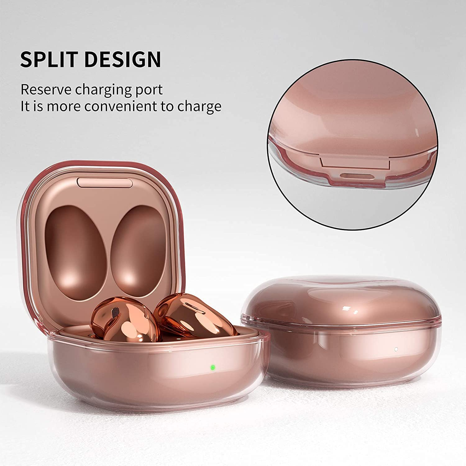 T Tersely Transparent Clear Case with Keychain for Samsung Galaxy Buds FE/2 Pro/2/Pro/Live, Shock Proof Protective Resistant Cover Holder image number 4