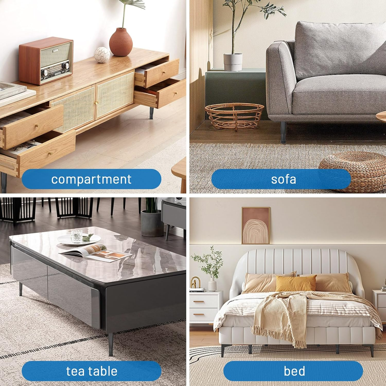 2Pcs Adjustable Height Center Support for Bed Frame, Bed Support Legs, Bed Frame Center Support for Furniture (2Pcs, 18-34 Cm) image number 4