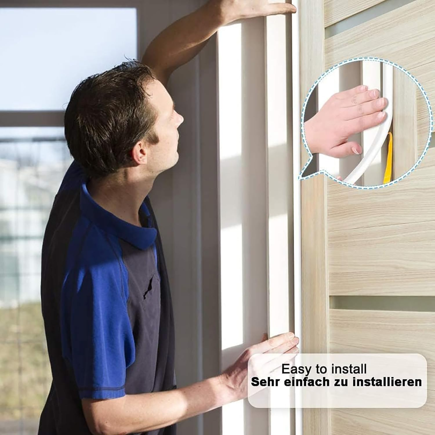 Door Weather Stripping, 20Ft Door Seal Strip,Anti-Collision Sealing Strips,Sealing Tape for Doors Windows,Self Adhesive Rubber Foam Seal Strip Sound Insulation D Type Weather Strips (White) image number 1