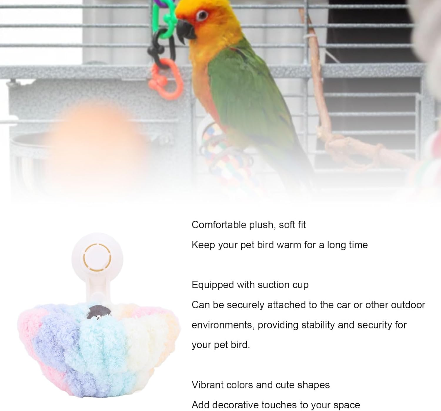 Winter Warm Bird Nest House, Plush Bird Nest with Suction Cup for Car Window Outdoor, Bird Parrot Nest Hammock Sleeping Bed for Pet Parrot Parakeet Cockatiel (Large) image number 5