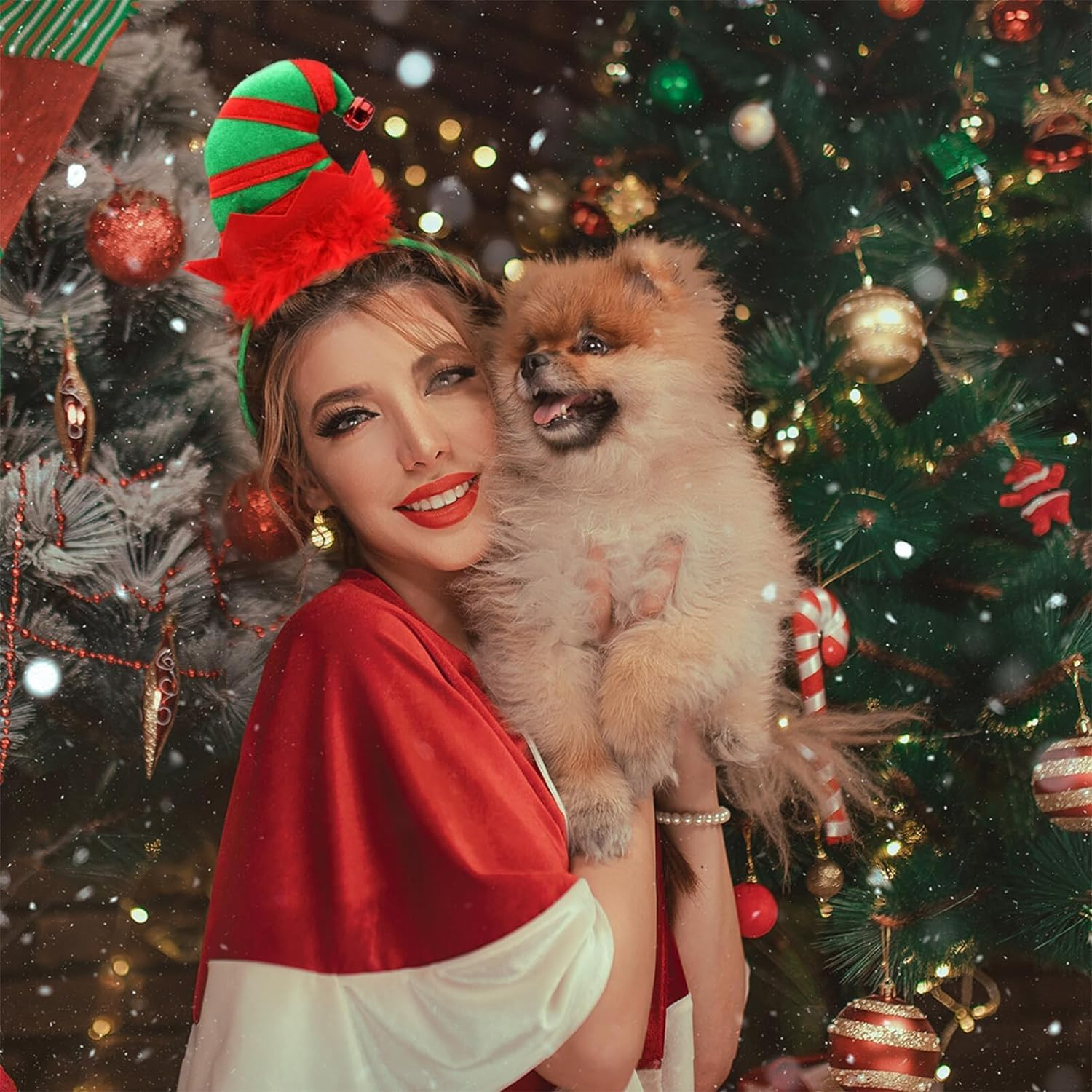 Christmas Plush Headbands Xmas Bell Hat Hair Hoops Headwear Best Christmas Costume for Carnival Party image number 2