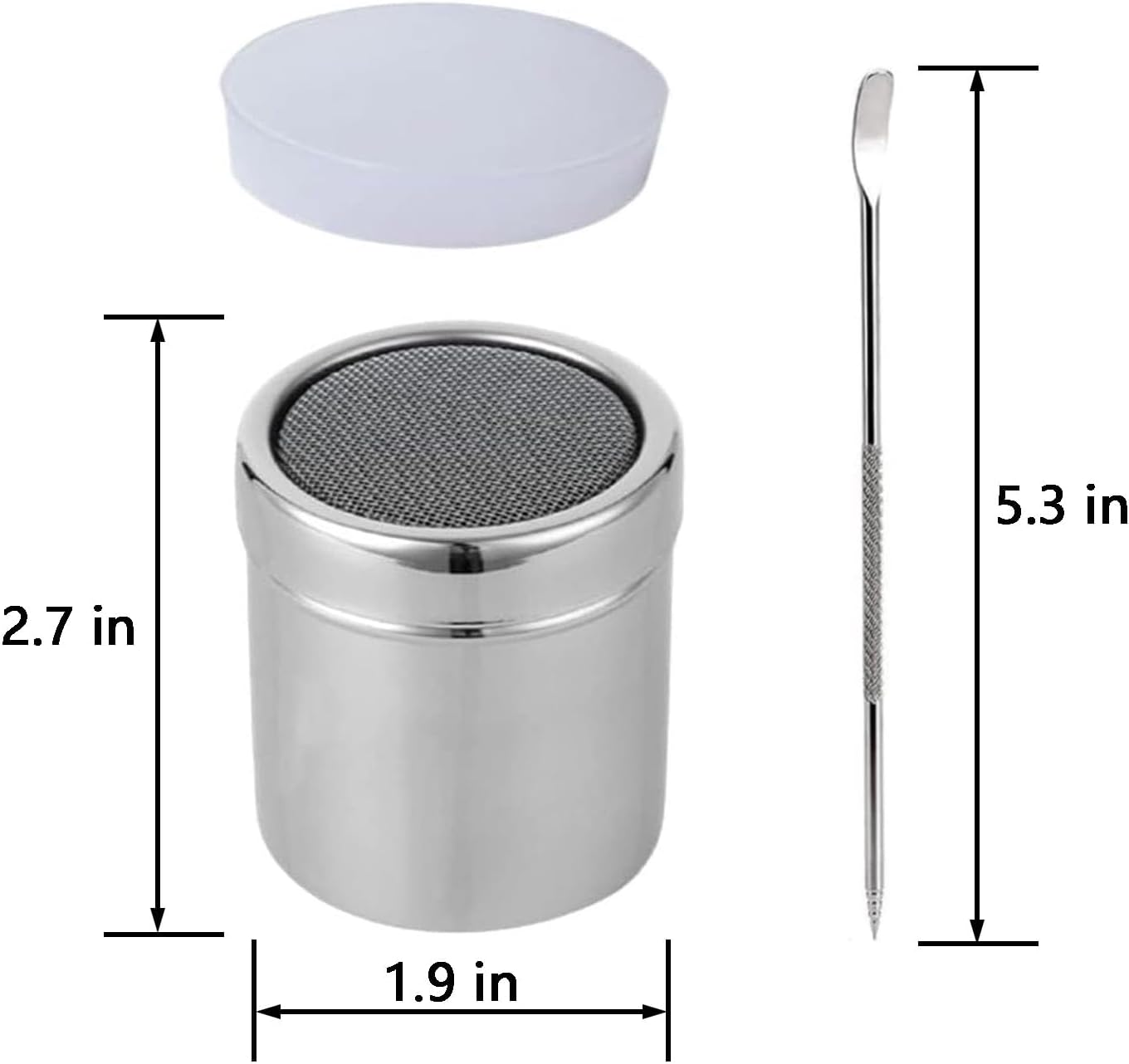 Milk Frothing Pitcher, 350Ml (12 Oz) Stainless Steel Milk Frother Steamer Cup Stainless Steel Espresso Cup with Latte Art Pen & Powdered Sugar Shaker Duster(12Oz) image number 4