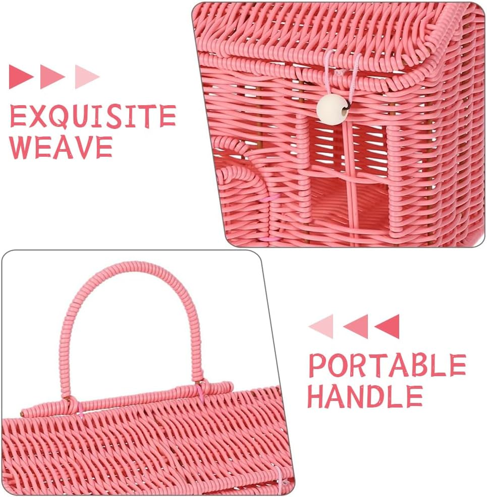 House Shaped Storage Basket with Lid, Hand Woven, Featuring a Folding Handle, Ideal as a Shelf Organizer, It Holds Blankets, Toys, and More, Blending Functionality with Farmhouse Charm image number 3