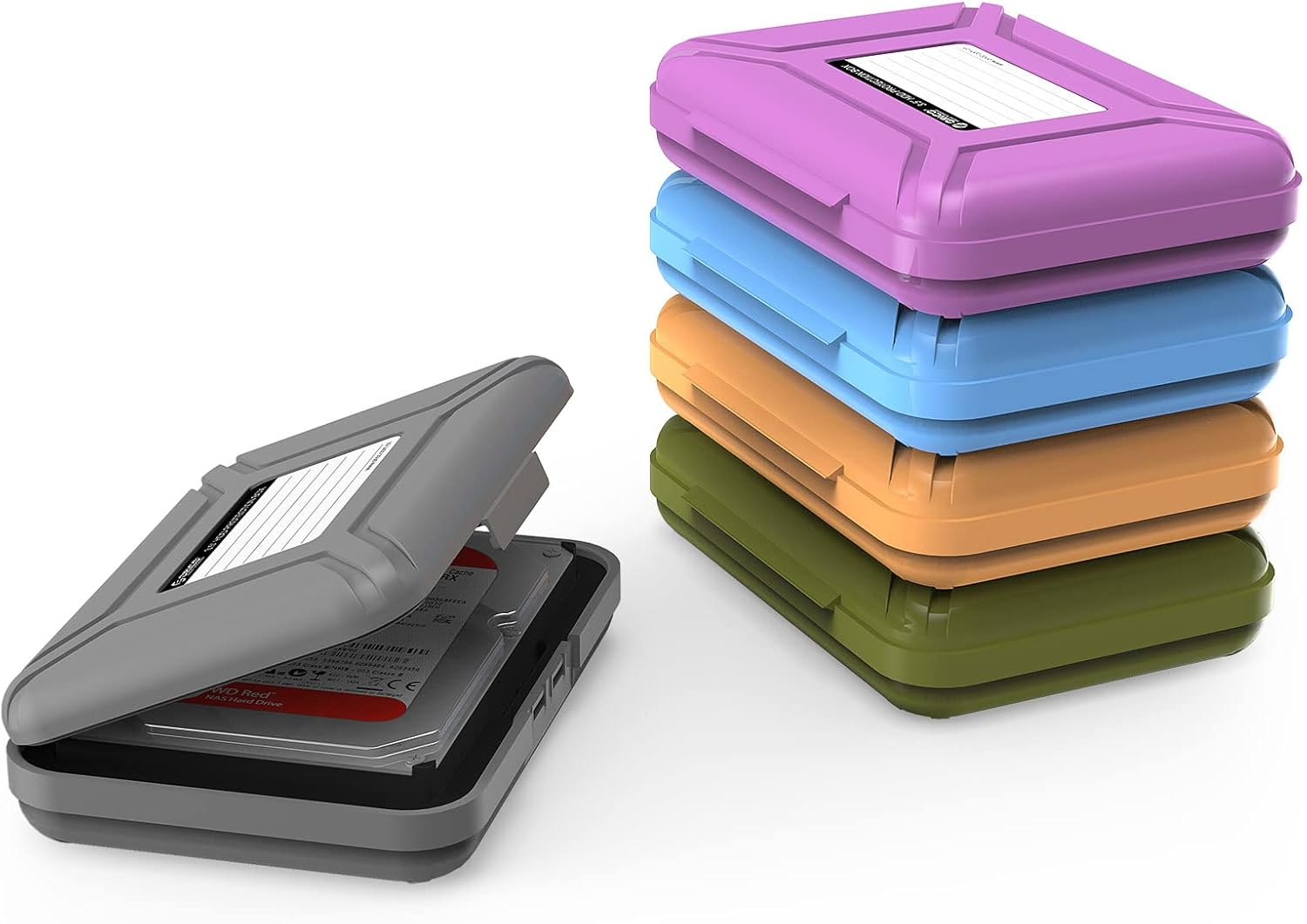 ORICO 5Pcs Hard Drive Case 3.5Inch HDD Storage Case, Anti-Static Shockproof Computer External Drive Disk Protective Box for Seagate, Western Digital, Toshiba Hard Drive image number 3