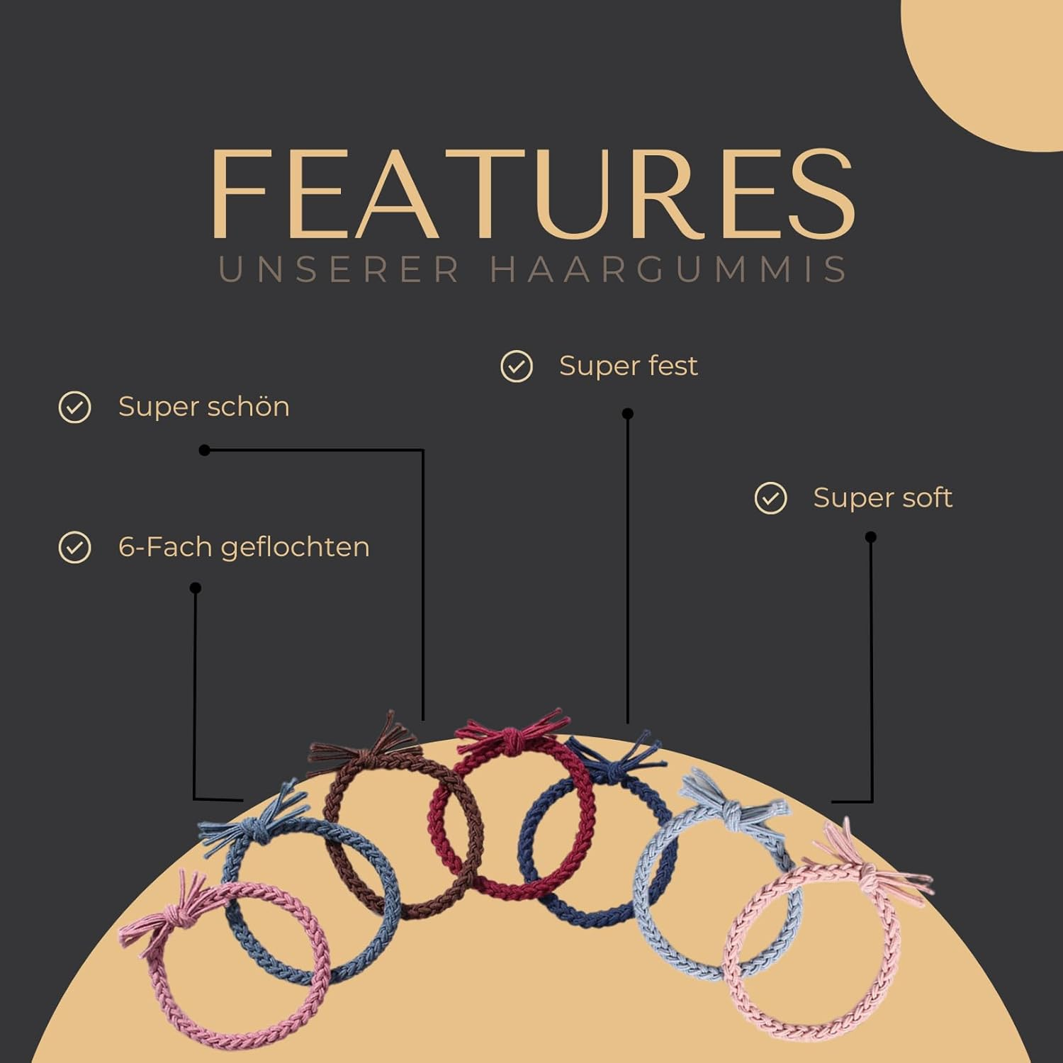 Mandouki&reg; Hair Bobbles (Pack of 6) - Elegant Hair Bobbles in Braided Design: Ultimate Hold and Durability - Mint image number 5