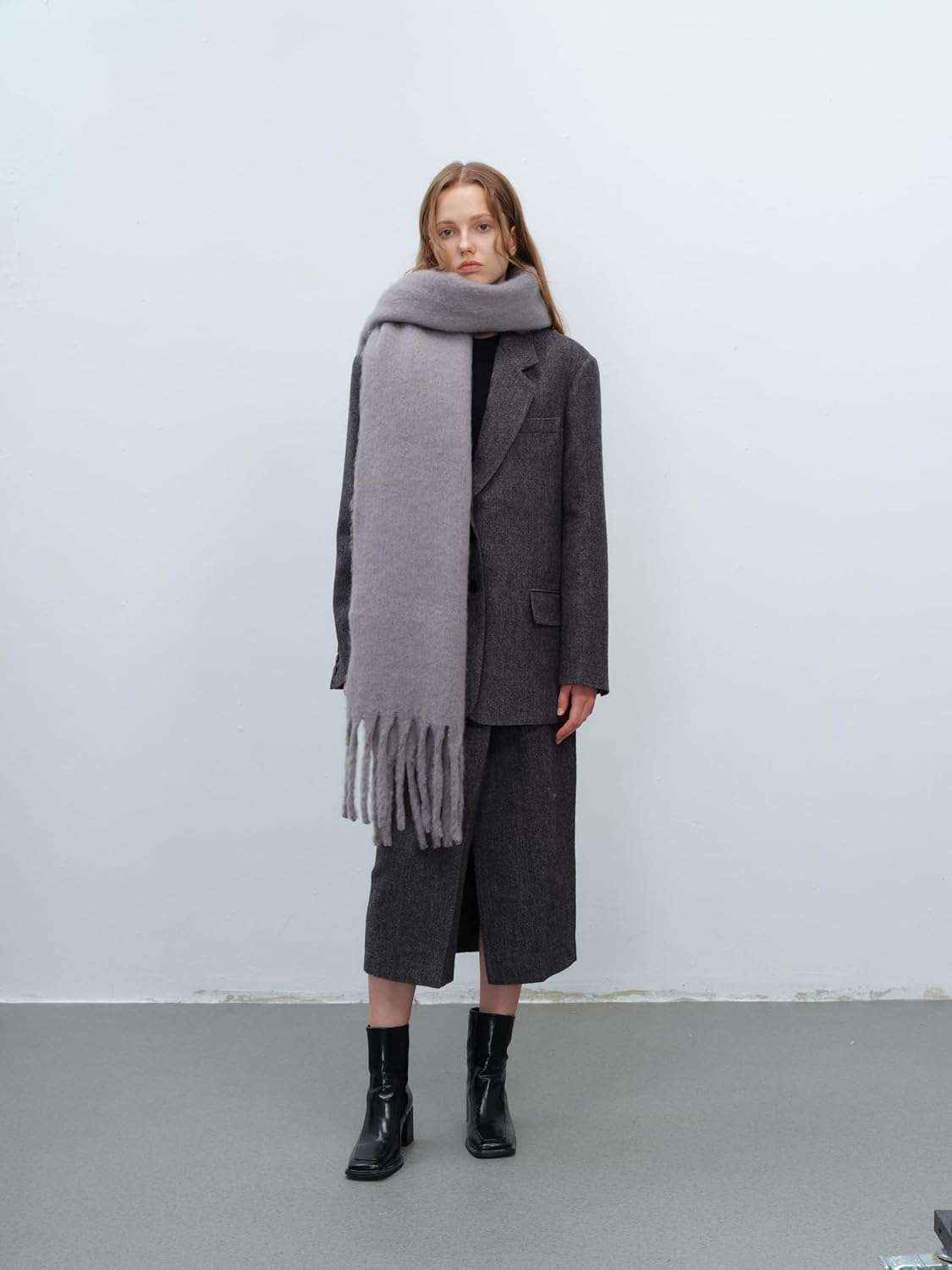 TYHOTULY Chunky Scarf for Women Winter Oversized Thick Warm Tassel Scarves Cold Weather Large Blanket Soft Warm Shawl Wraps image number 2