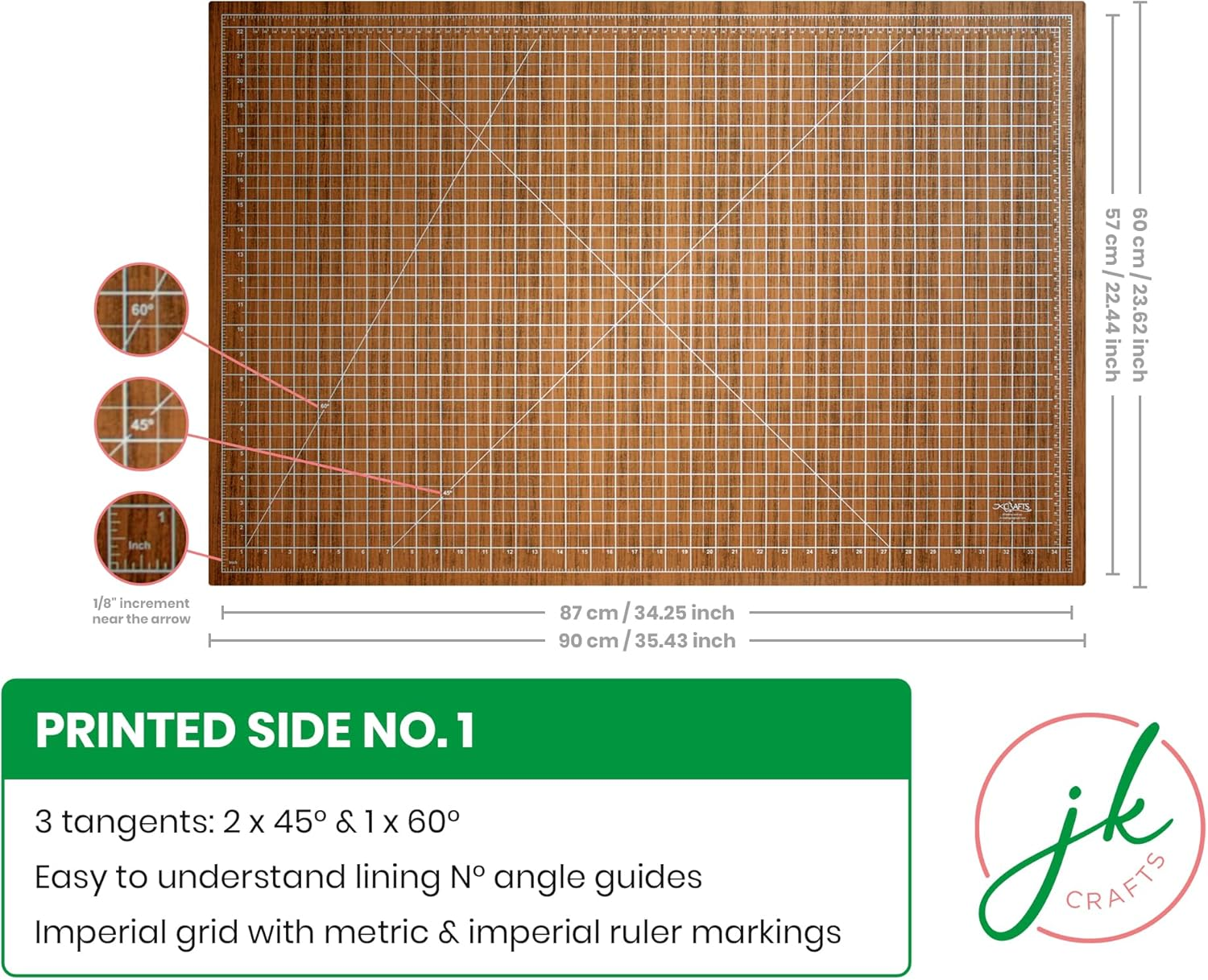 Self Healing Cutting Mat A1 - with Normal PVC, Wood Grain - Craft Mat - Sewing Cutting Board - Quilting Cutting Mat - Dressmakers Cutting Mat - Rotary Cutting Mat image number 3