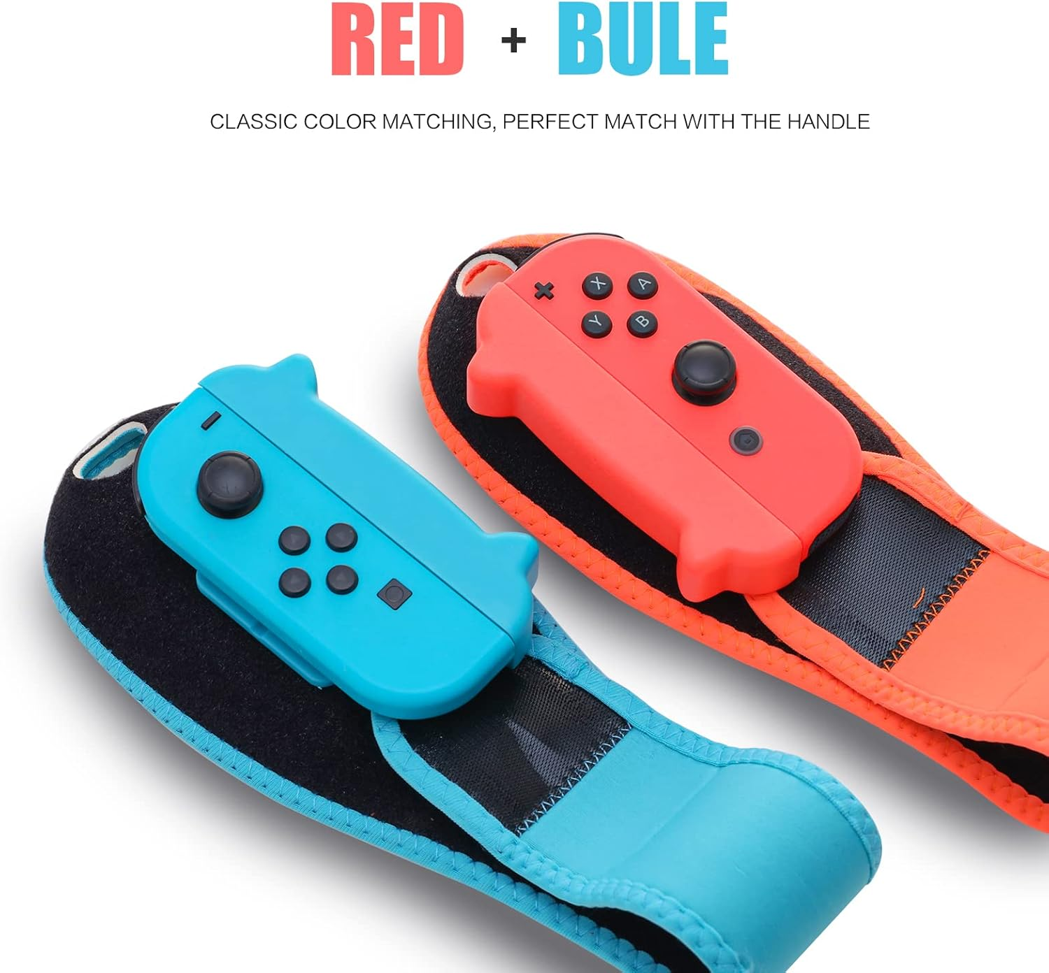 Switch Arm Band, Switch Wrist Strap Compatible with Nintendo Switch Just Dance Game and Switch Boxing Game - Blue and Red (2 Packs)
