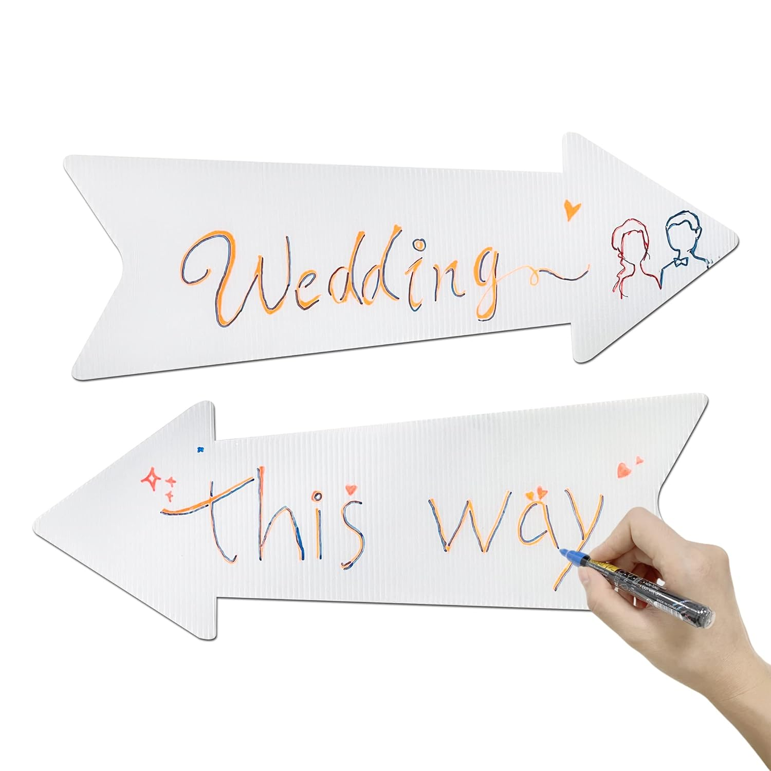 Blank Arrow Signs with Stakes 15 Pack 17 X 6 Inches Wedding Directional Yard Signs with Stakes, This Way Arrow Yard Signs Birthday Party Signs Arrow - White image number 2