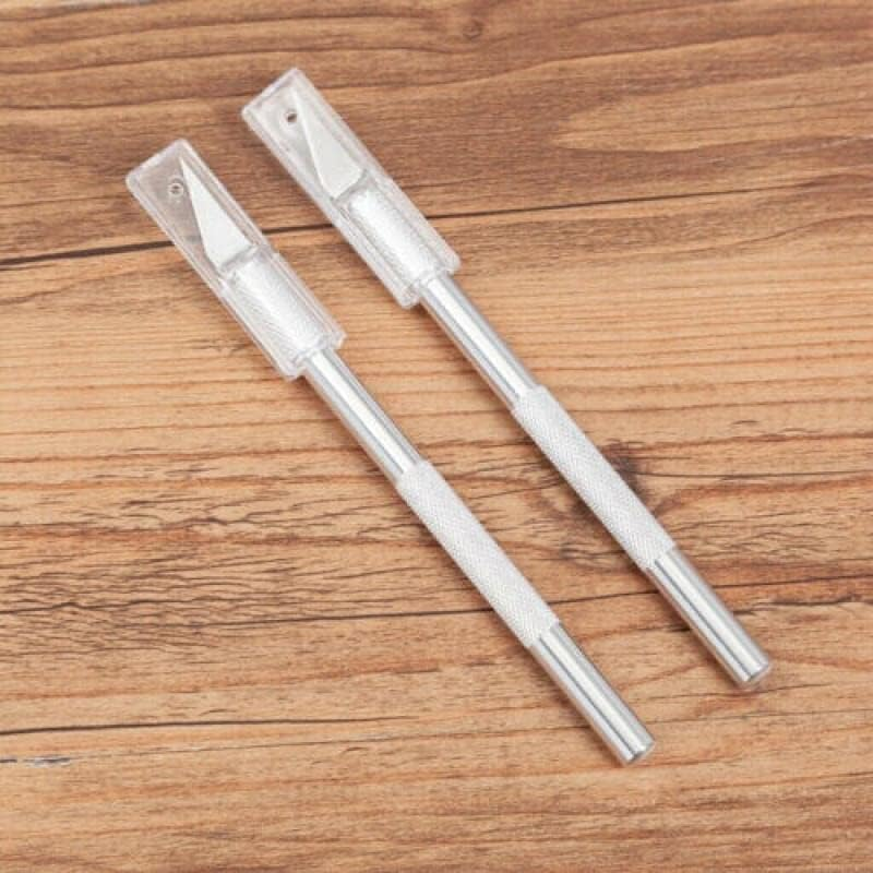 Precision Craft Knife with Metal Handle, Engraving Tool for Paper Cutting and Phone Repair, Includes 5 Sharp Scalpel Blades (Silver) image number 3