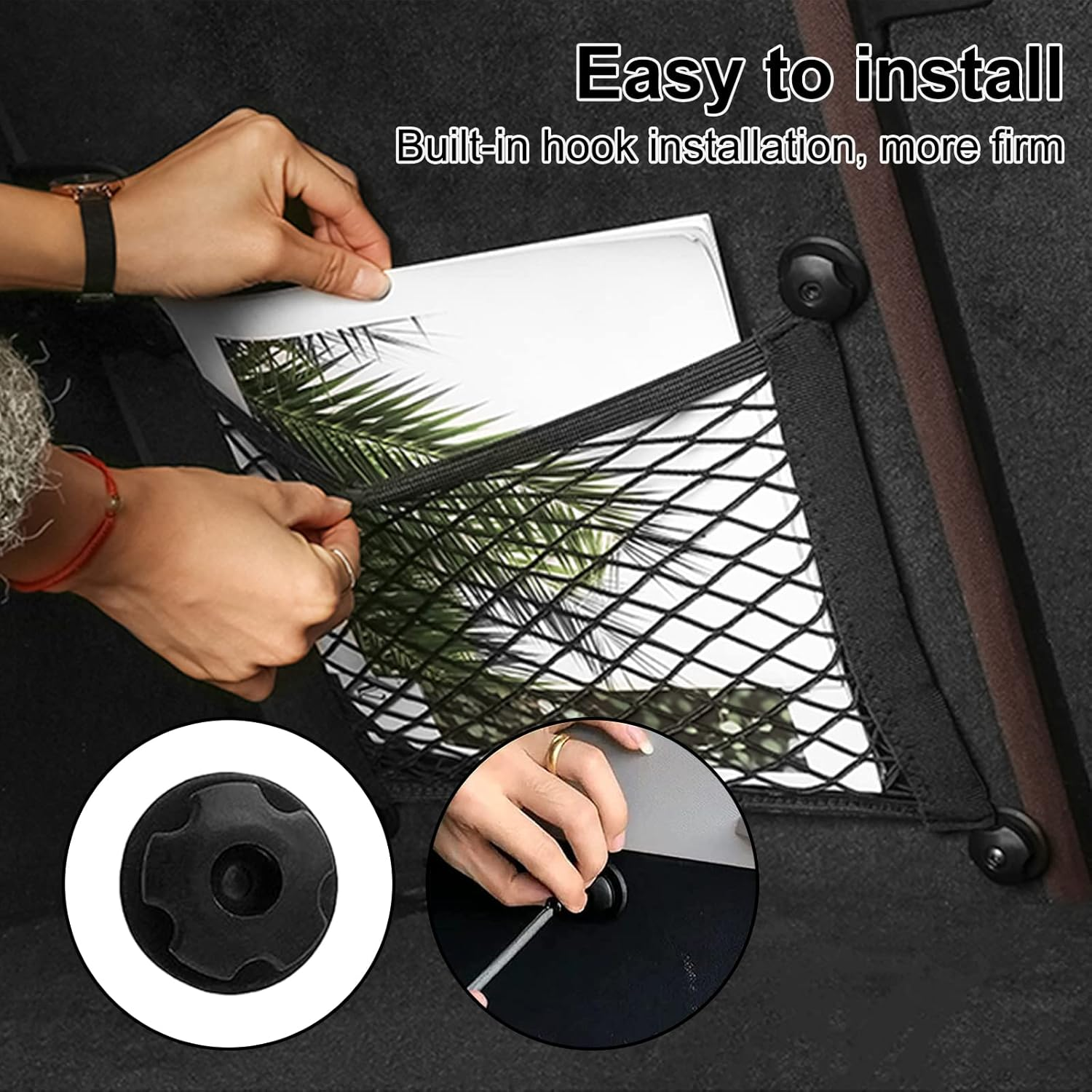 Car Mesh Bag, Storage Net for Camping, Car, Organiser Ooffre Ooiure (25 X 55 Cm), Storage Net for the Boot image number 5