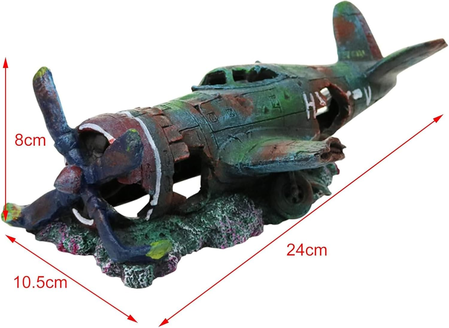 Cozioz Rock Resin Combat Aircraft Ornament for Aquariums &ndash; Creative Fighter Plane Decor for Fish Tanks, Hiding Cave for Fish and Shrimp, Landscaping Accessories for Vivariums （M Size） image number 2