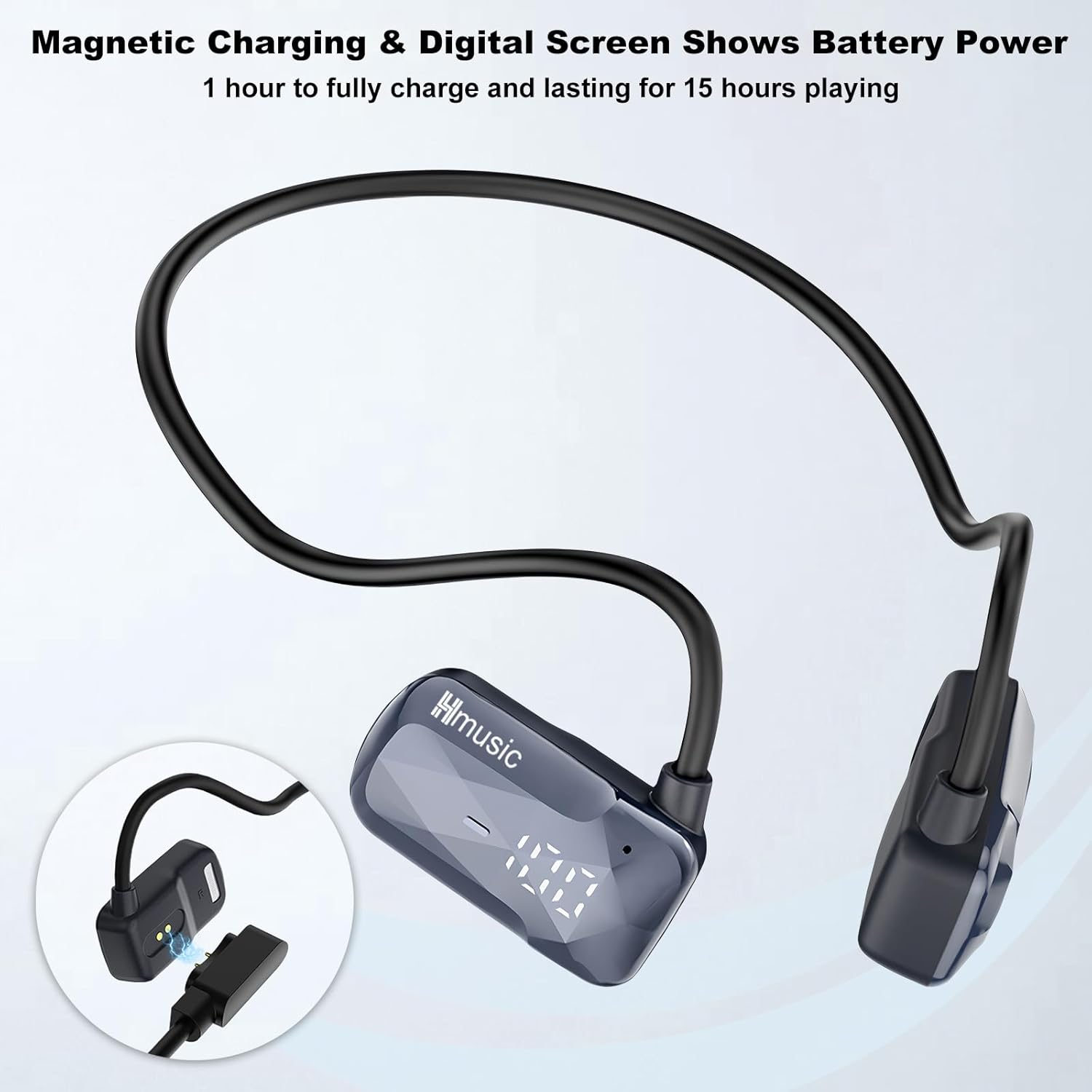 Hmusic H07 Running Headphones, Open Ear Headphones Wireless Bluetooth 5.4, Air Conduction Open-Ear Headset W/Mic, 16H Playtime, IPX5 Waterproof, Open Air Sports Headphones for Running, Cycling, Blue image number 1