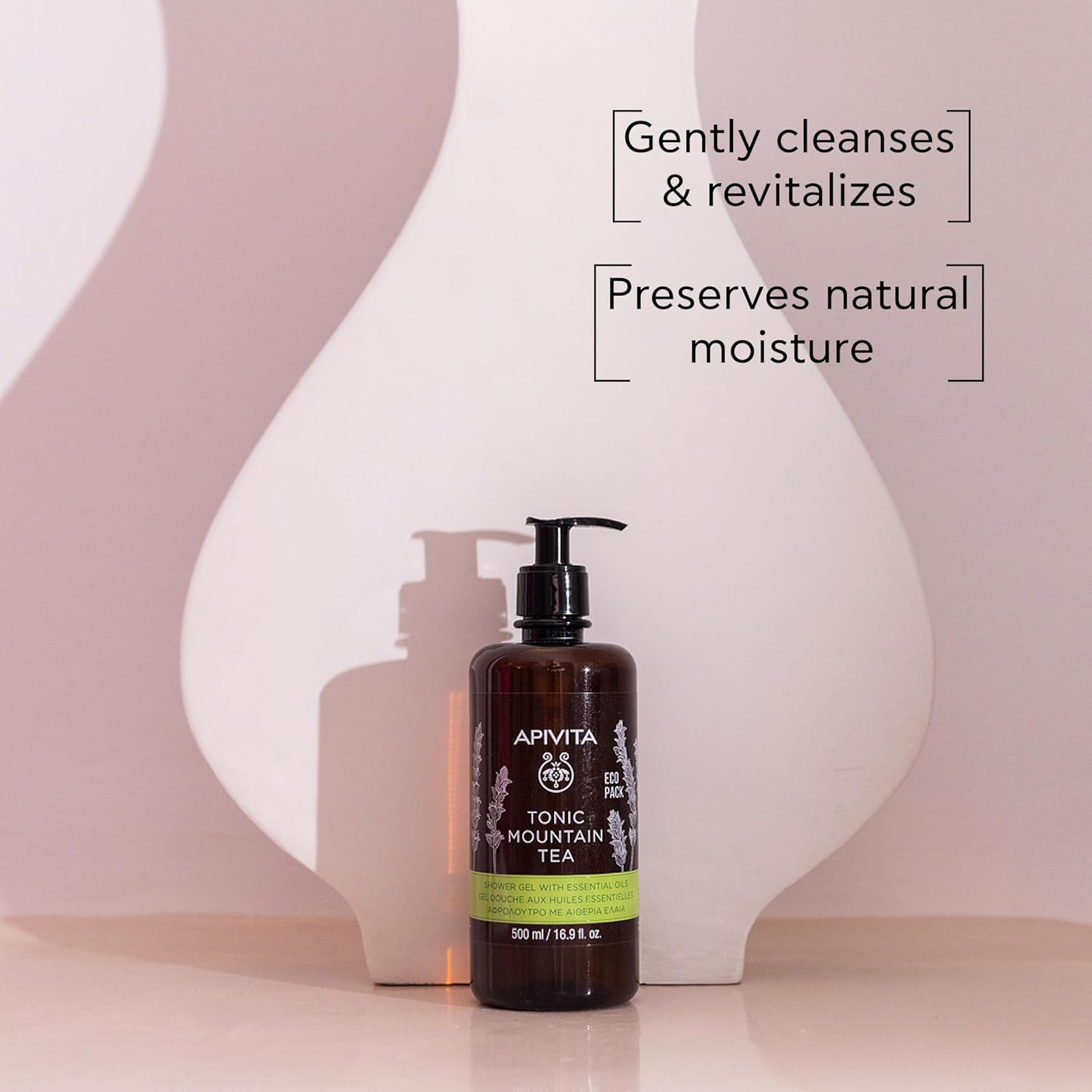Apivita Tonic Mountain Tea Shower Gel with Essential Oils - Ecopack 500Ml/16.9Oz image number 6