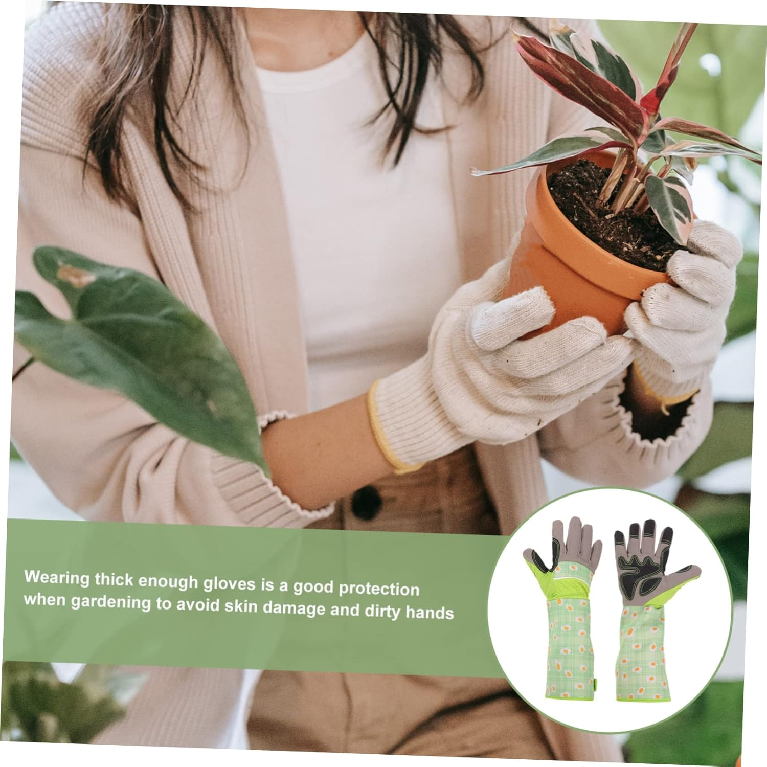 Yardenfun Gloves for Indoor Gardening Wending Gloves Garden Supplies Work Gloves Handling Glove Easy to Clean image number 1