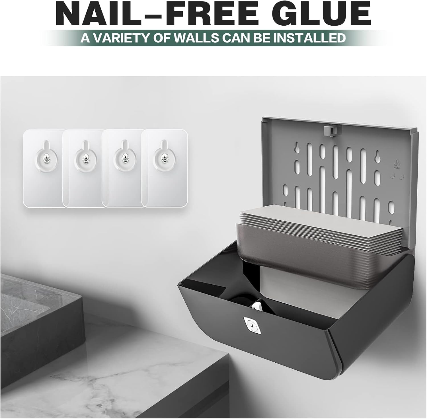 Interhasa! Paper Towel Dispenser Wall Mounted Commercial Hand Paper Towel Holder Multifold/Trifold/C Fold for Kitchen Bathroom, ABS, Black, 275 * 95 * 205 Mm, 0.53 Kg image number 1