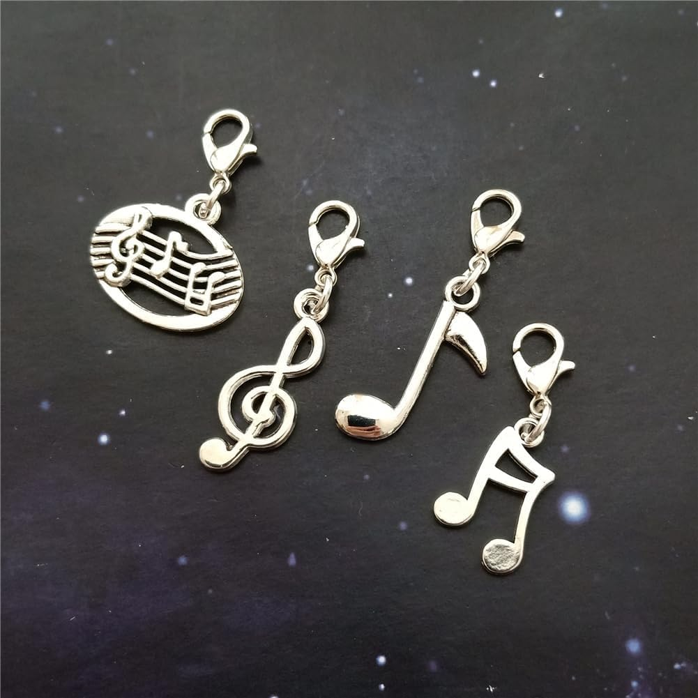 4Pcs Music Notes Clip on Charm for Key Ring Zipper Pull, Music Lover Pendant, Cute Treble Clef Musical Jewelry image number 1