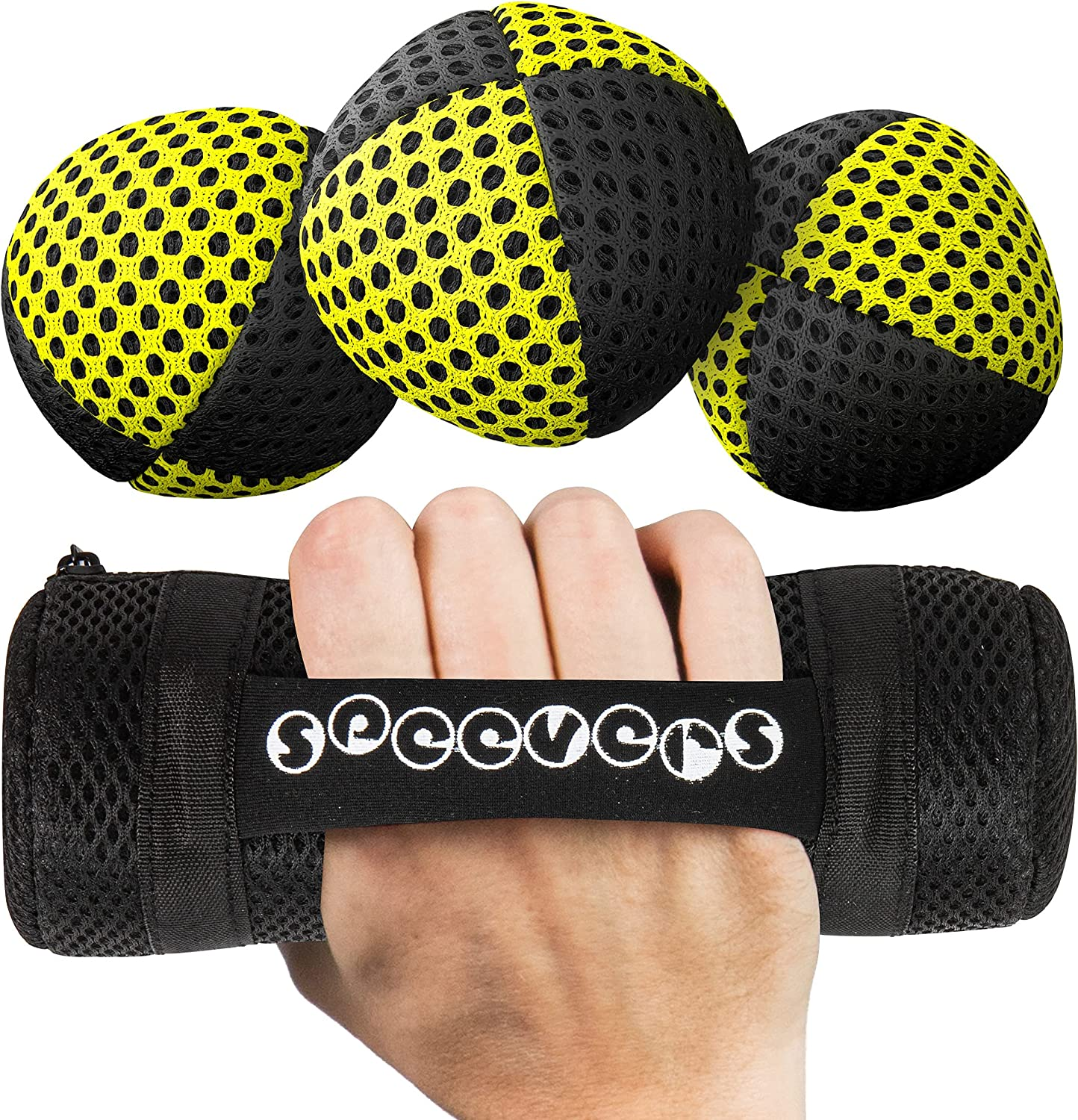 Juggling Balls for Beginners and Professionals Set of 3 Xballs, 2 Layers of Net and Carry Case, Juggle Balls for Adults and Kids (Black - Yellow, 650G) image number 6
