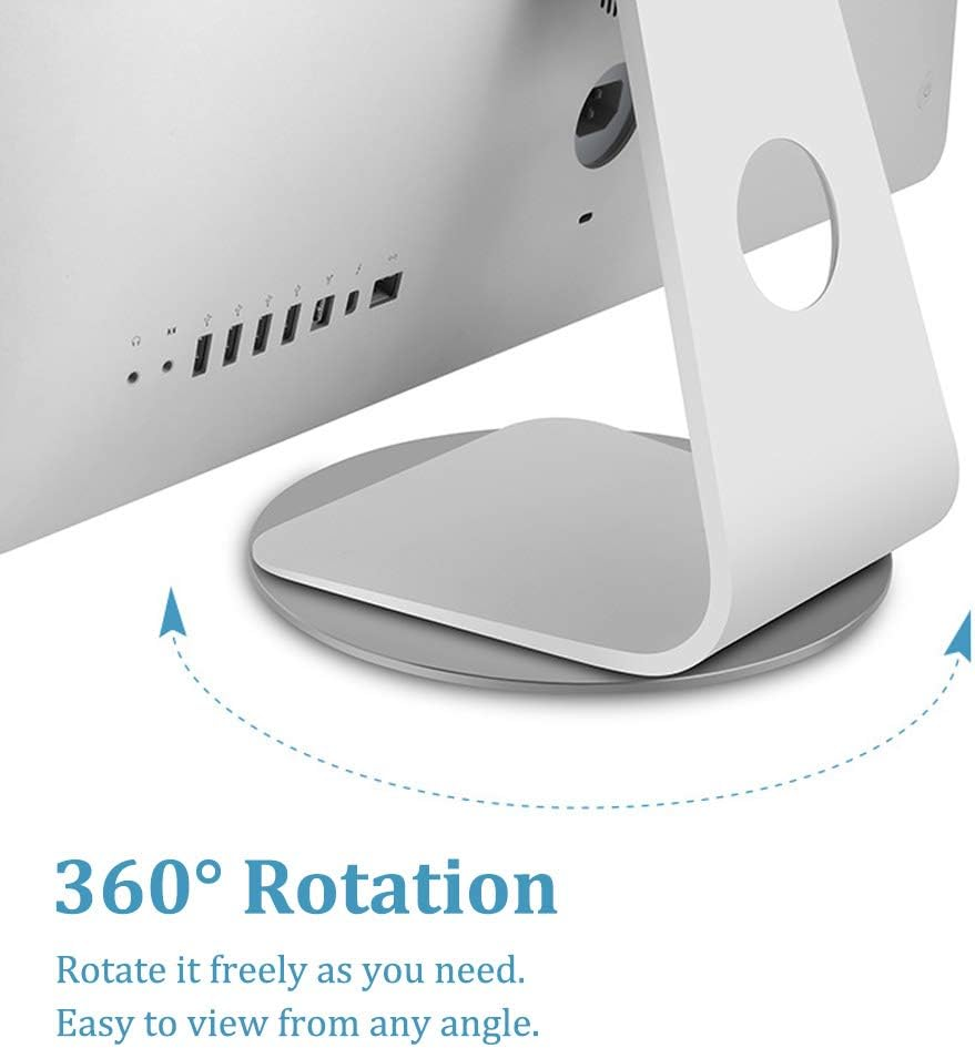 ONGHSD Silver Aluminum Alloy 360&deg; Rotation Monitor Swivel Base, Wide Compatibility, Stable Design, for Imac, Laptop, TV, and More image number 1