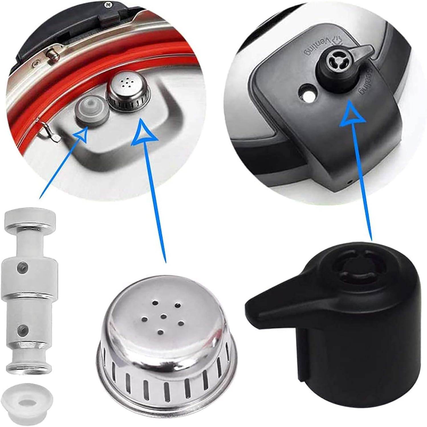 Steam Release Handle, Original Float Valve Replacement Parts with 3 Silicone Caps for Instant Pot Duo/Duo plus 3, 5, 6 Quart, Duo Mini 3 Qt, Duo50 5 Qt, Duo/Duo plus 60 6 Qt by ZYLONE - Float Valve-Lux Series image number 4