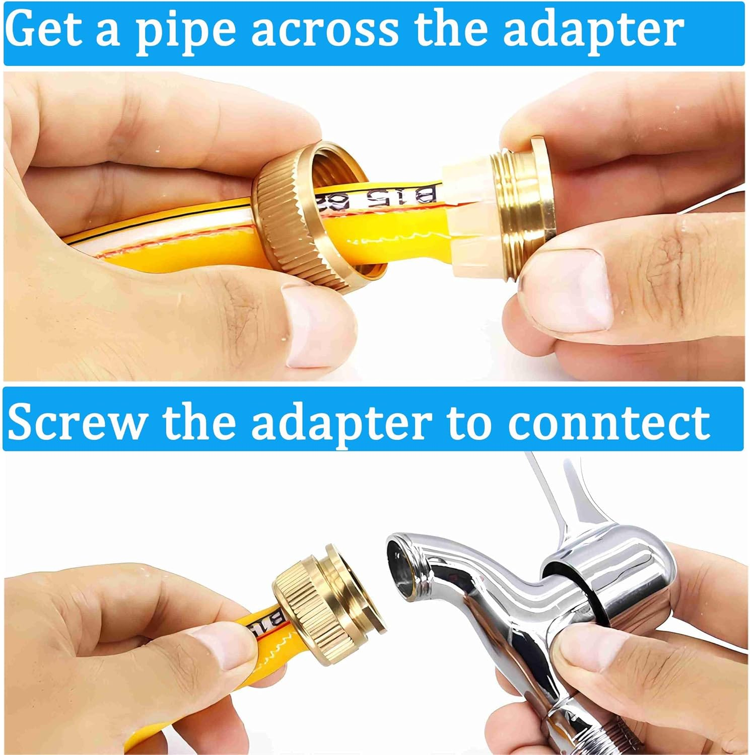 2 Pcs Brass Garden Quick Hose Connectors for Connecting 1/2" Inch Hoses(Inner 12MM, Outer 18MM) and 1/2" Tap Faucet with Male Head, Hose Fitting for Lawn& Garden,Washing Cars,Watering Plants