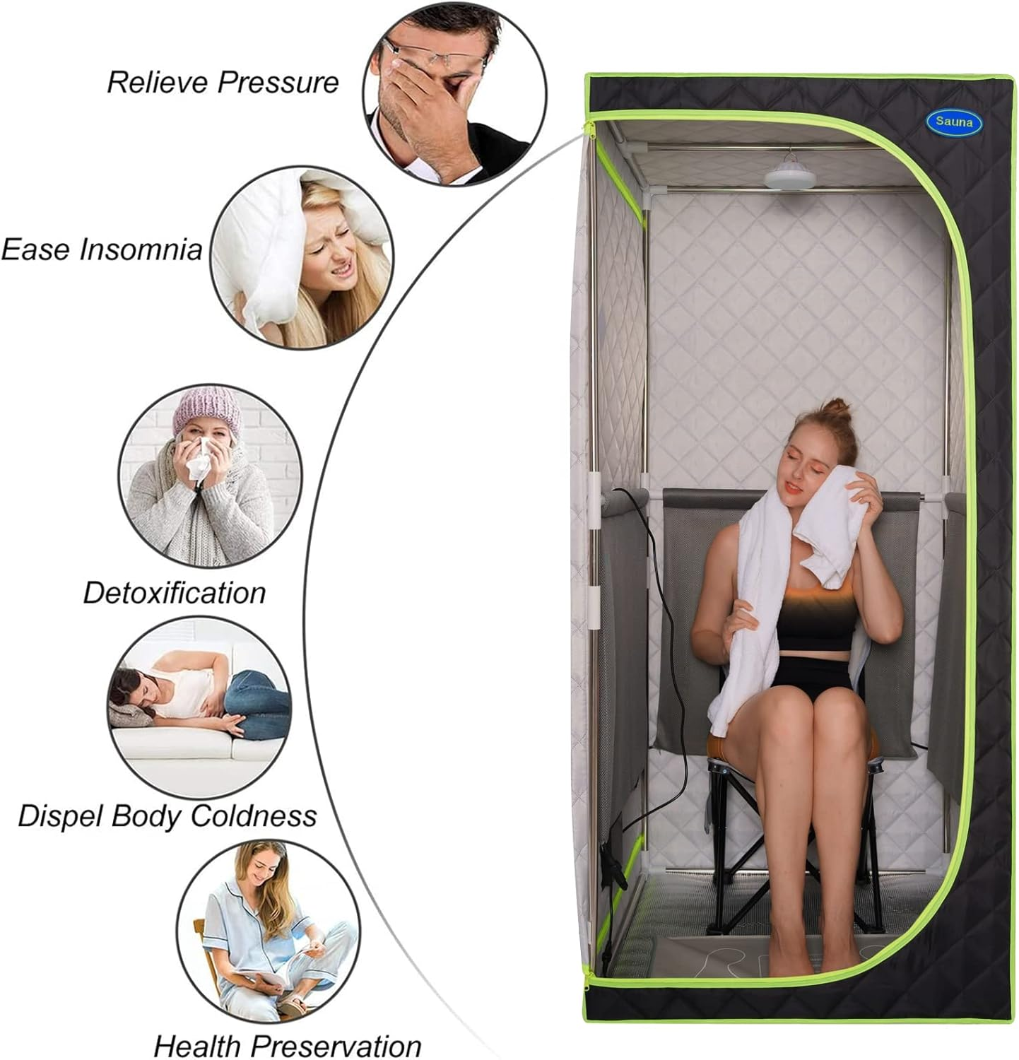 Infrared Sauna,Portable Infrared Sauna for Home Spa,With Heated Feet and Portable Chair with Timed and Adjustable Temperature Settings for Reduce Stress Fatigue Indoor Sauna image number 1
