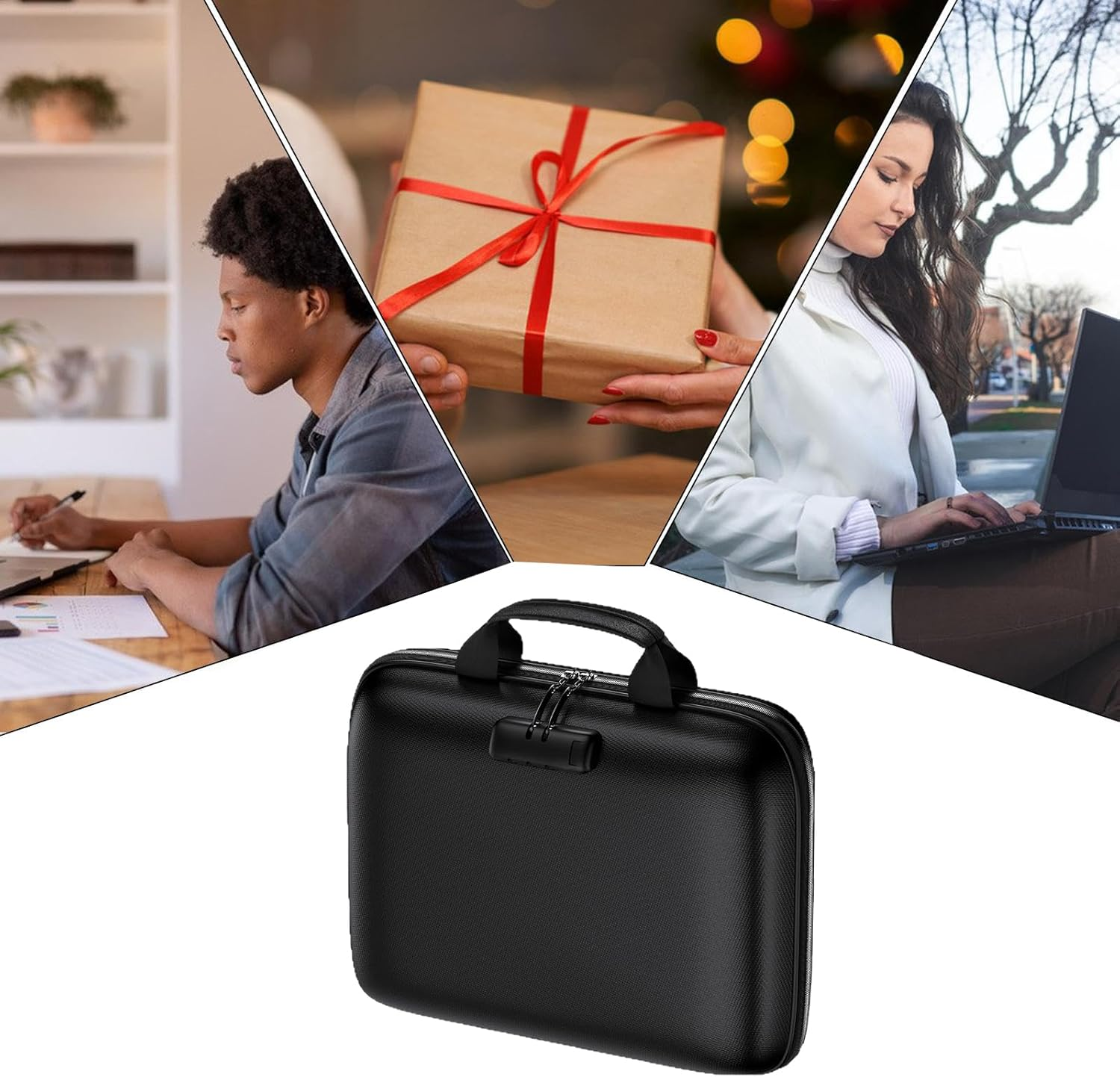 Buhygn Fireproof Bag | 13 Pocket Heat Insulated Secure Storage Zipper Pouch,Lockable Fireproof Money Bag,For Important Papers Passports Identification Cards Social Security Cards image number 3