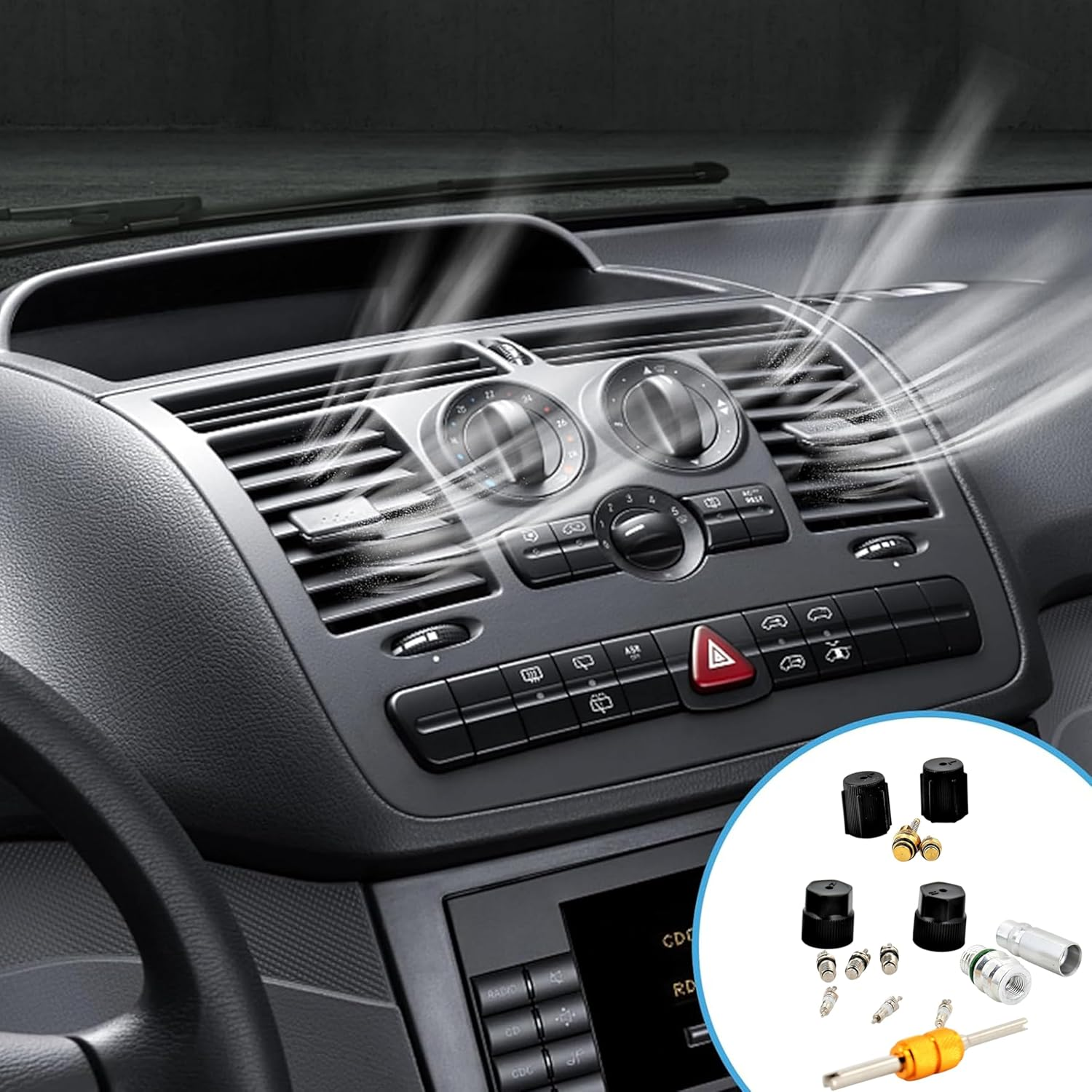 AC Valve Core Kit,Car Accessories HVAC Valve Core Removal Tool,Hvac System Charging Port Seal Caps Kit,12 R134A Automotive Air Conditioning Refrigeration Tire Valve Stem,Universal for Vehicles image number 2