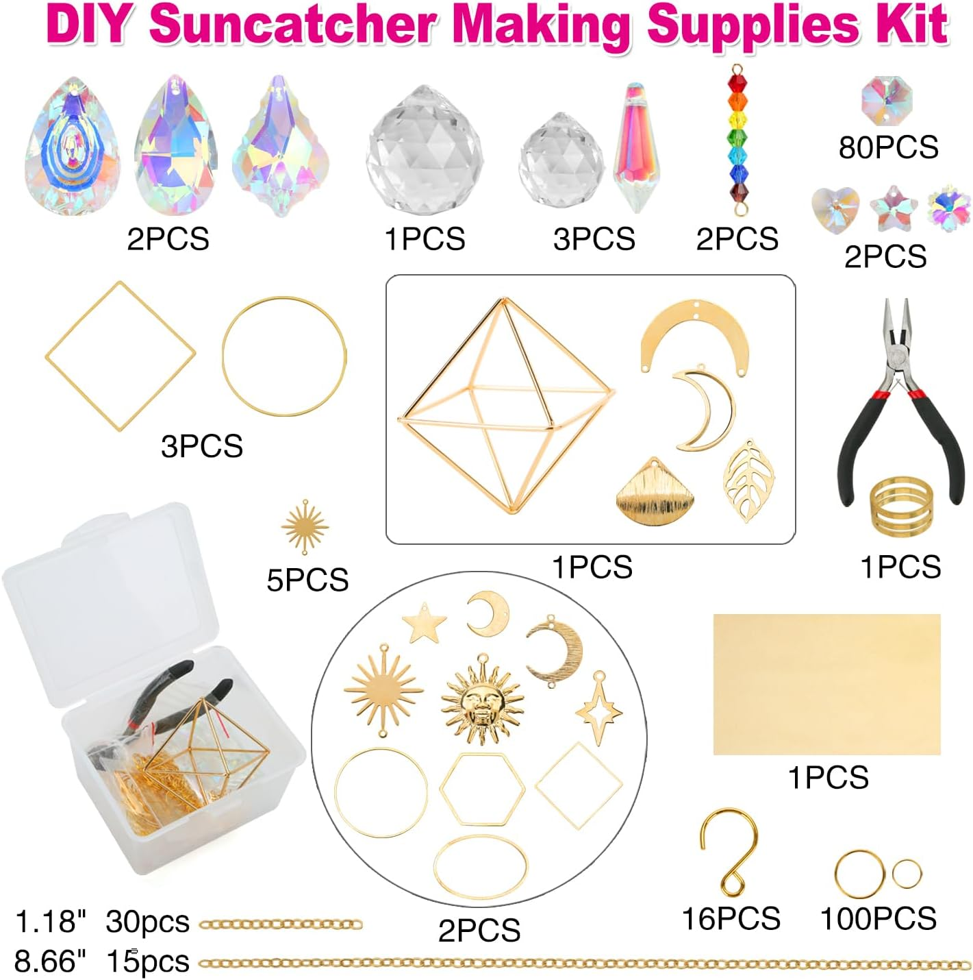 HYBEADS DIY Suncatchers, 400 Pcs Sun Catchers Making Supplies Kit Art and Crafts for Adults Prism Hanging Decorative Suncatcher with Crystals Rainbow Maker for Indoor Windows Office Home Decor image number 1