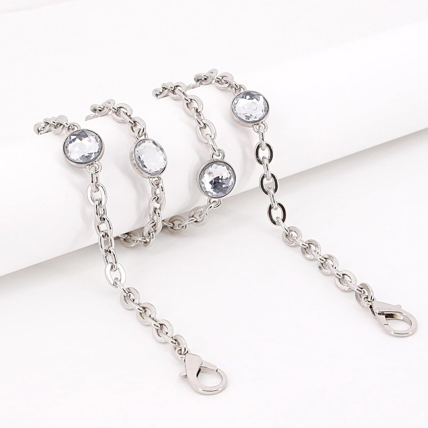 Rhinestone Bag Chain Extender Purse Chain Strap Crystal Handbag Chains Shoulder Crossbody Bag Replacement Metal Chain Bag Accessories image number 3