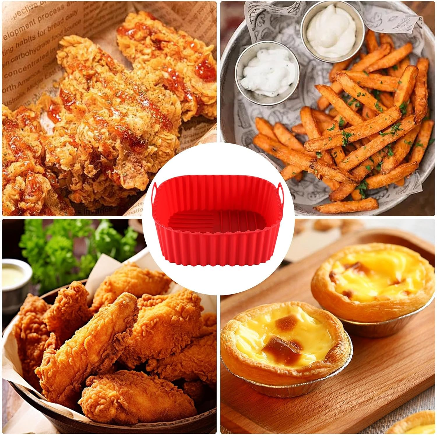 Reusable Air Fryer Liners | Square Air Fryer Basket - Kitchen Cookware Non-Stick Baking Tray for Cooking Grilling Roasting Indoor Outdoor Home Apartment Family Camping Cake image number 6