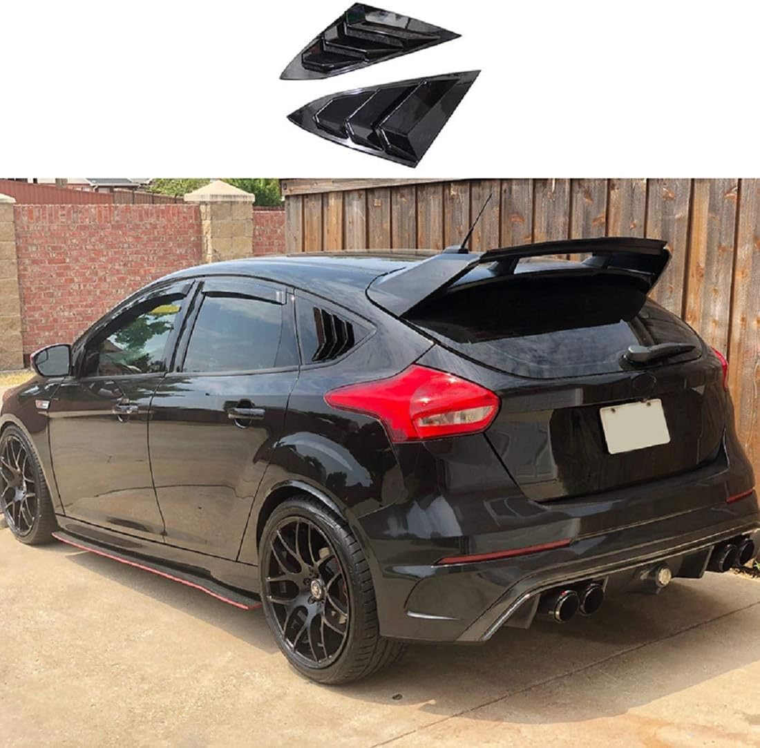 Ruihe Fit for Ford Focus ST RS MK3 Hatchback 2PC 2012 2013 2014 2015 2016 2017 2018 Shiny Black Window Side Louvers Vent image number 4