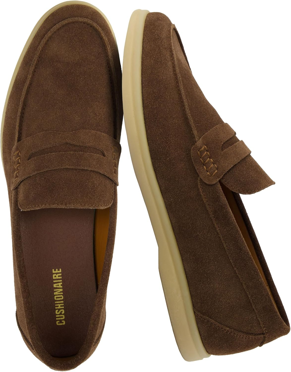 CUSHIONAIRE Men'S Selby Genuine Leather Loafers &ndash; Memory Foam, Rubber Sole, Wide Widths Available